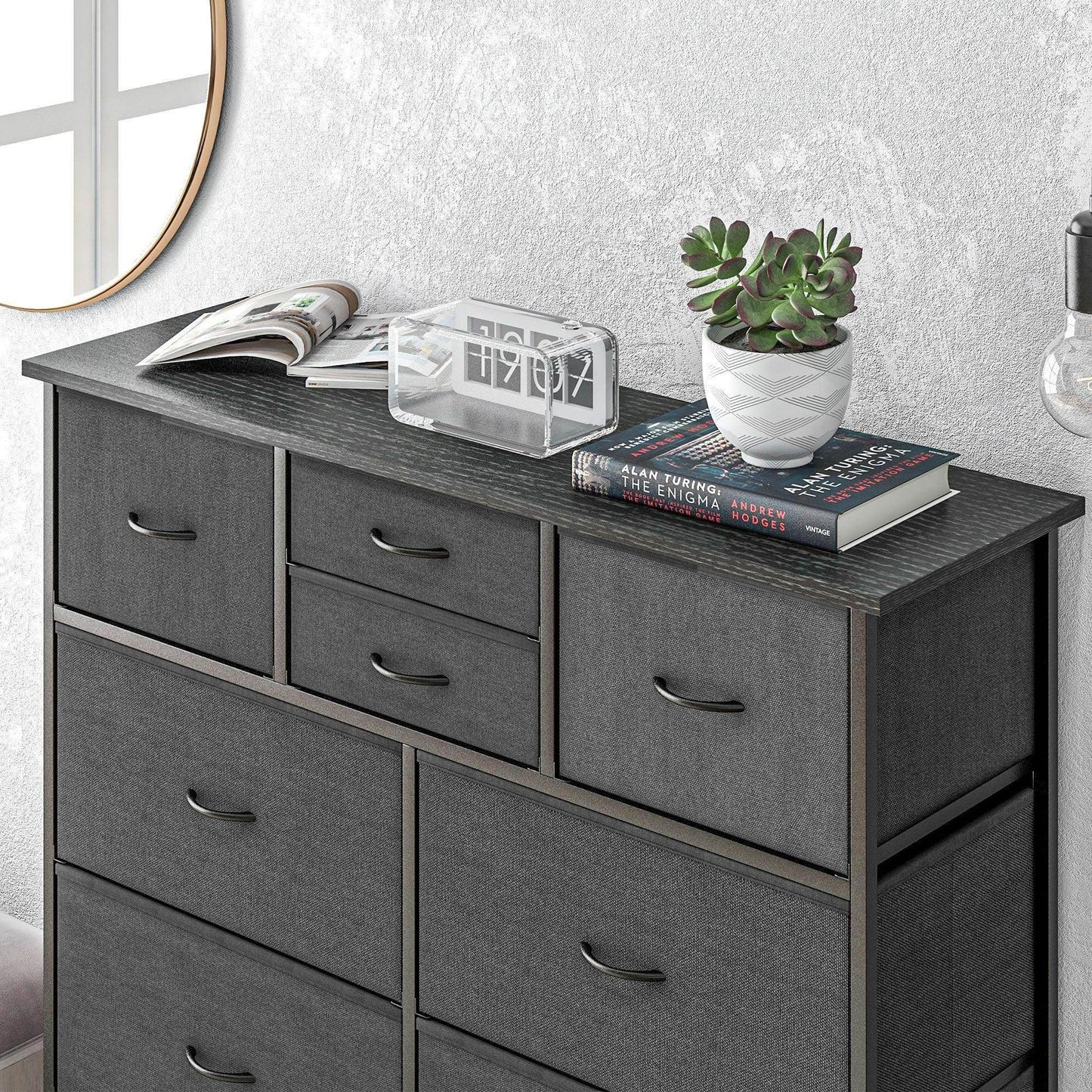 HOMCOM Bedroom Chest of Drawers, 10 Drawer Dresser with Foldable Fabric Drawers and Steel Frame, Black - ALL4U RETAILER LTD