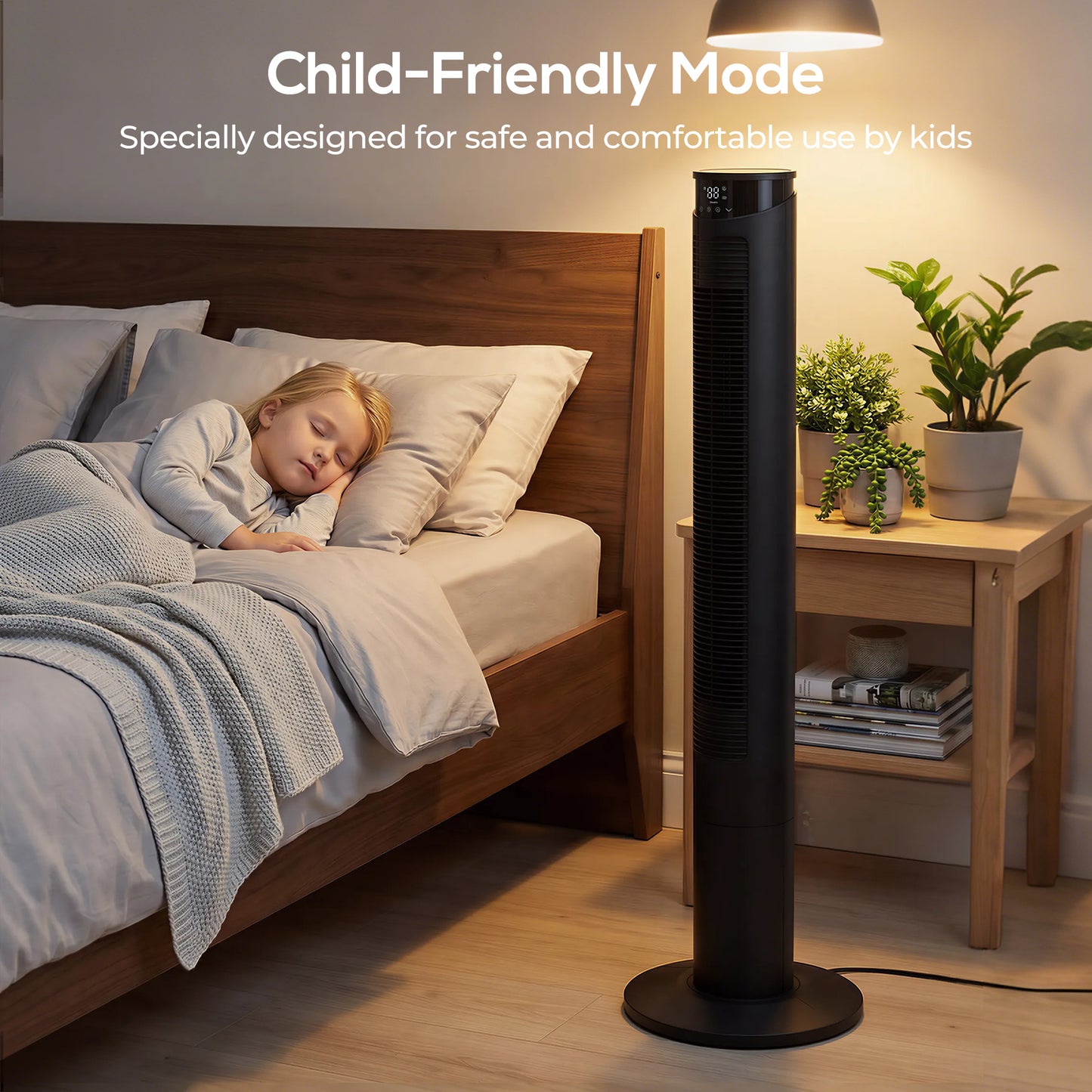 HOMCOM Tower Fan With WiFi Control And Remote 116 Cm Standing Floor Fan Black Edition