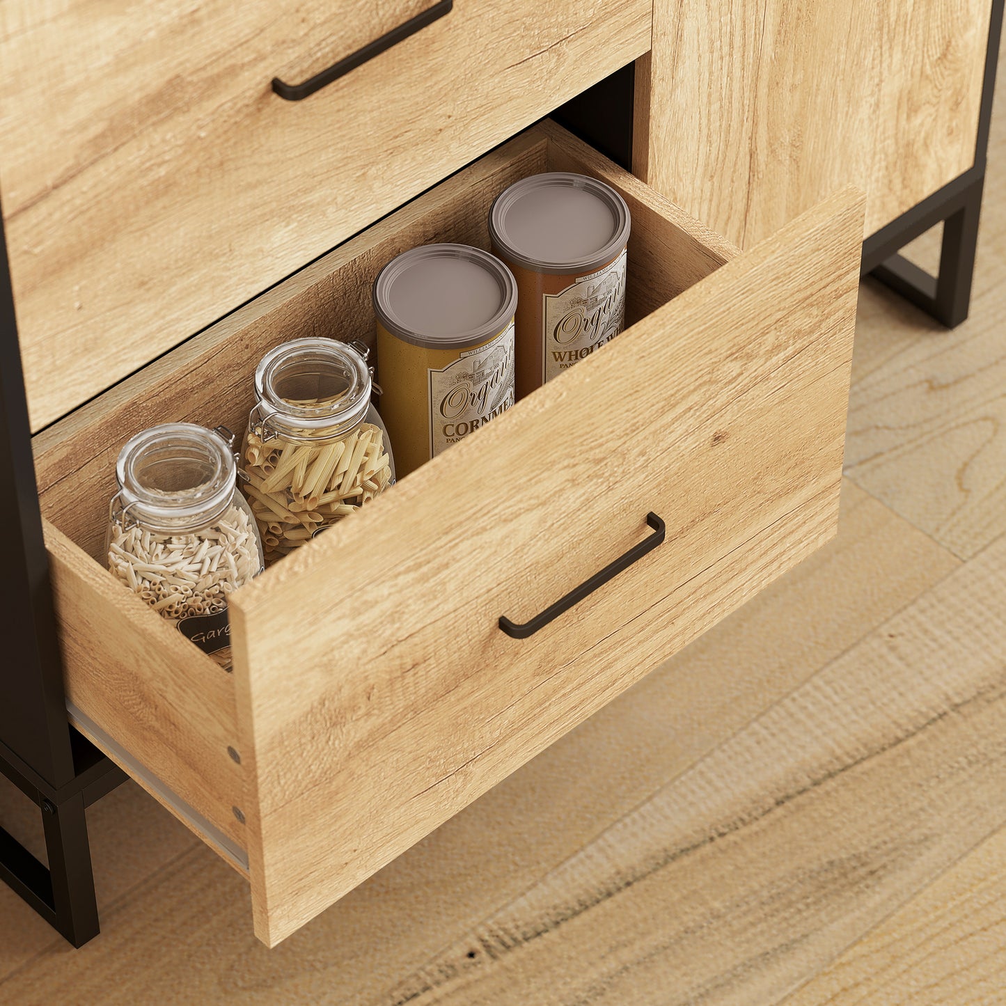 HOMCOM Tall Kitchen Cupboard Freestanding Pantry Cabinet With Adjustable Shelves And Drawers Soft Close Door 160cm