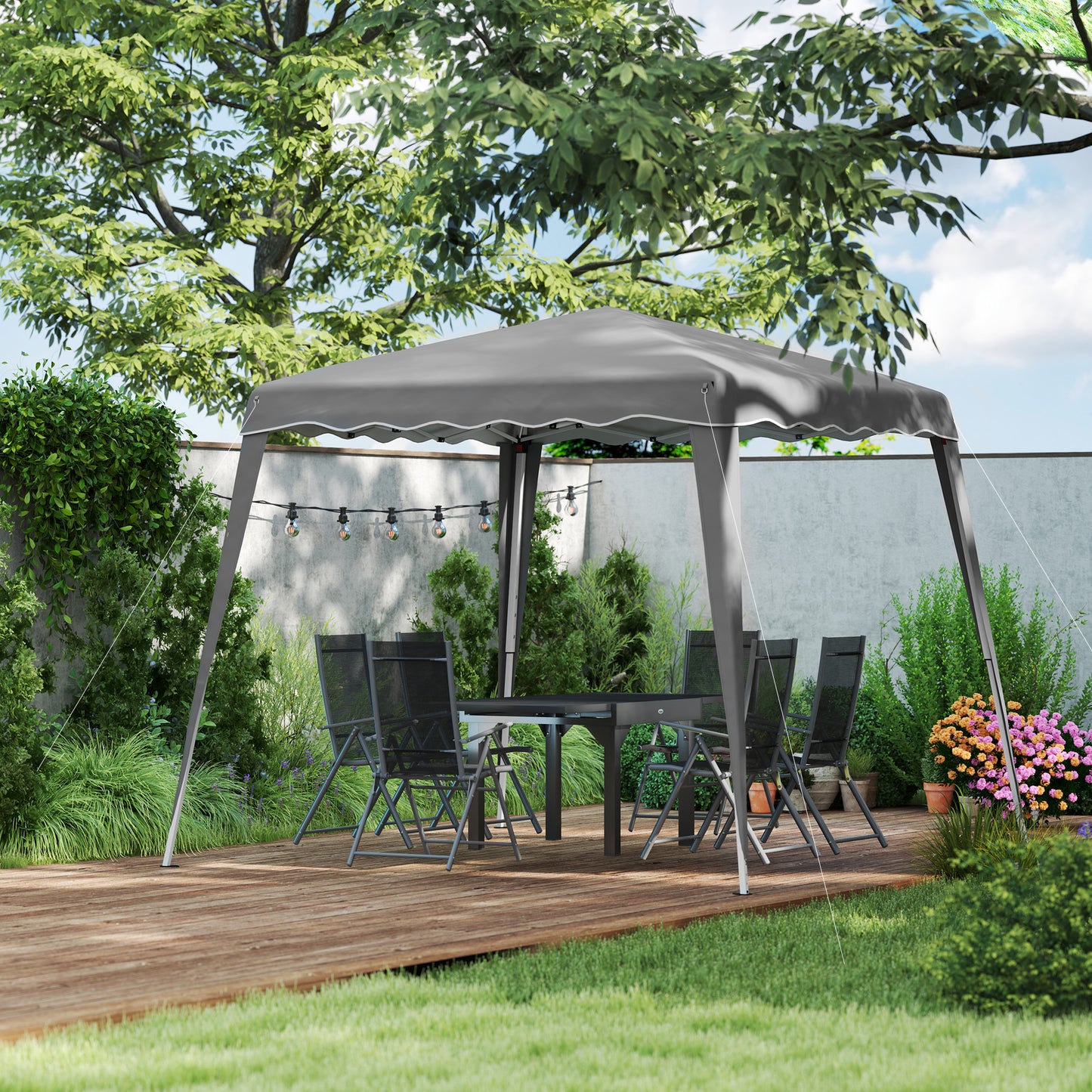 Outsunny Two Point Five Meter Square Pop Up Garden Gazebo Tent Grey For Outdoor Events And Picnics