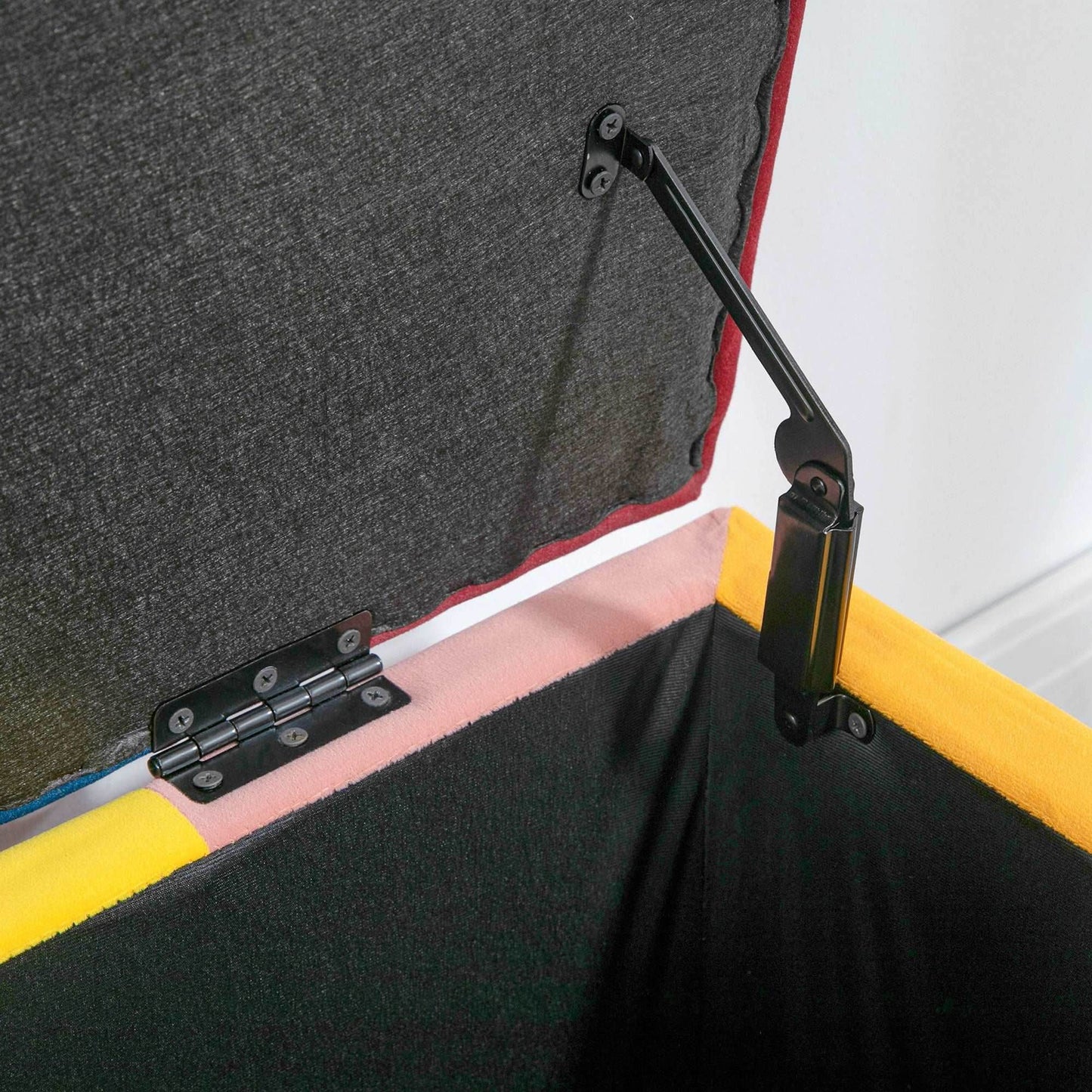 HOMCOM 114x47x47cm Multicoloured Velvet Storage Ottoman Button-tufted Footstool Box Toy Chest with Lid for Living Room Bedroom - ALL4U RETAILER LTD