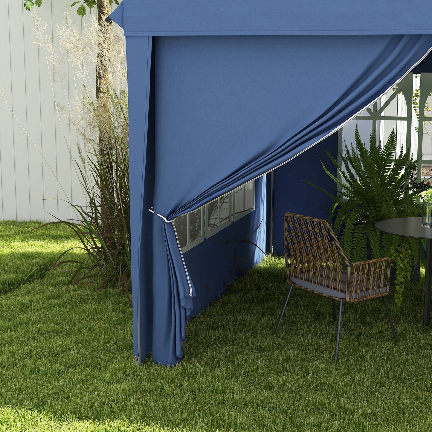 Outsunny 3 X 6m Pop Up Gazebo With Curtain Walls And Windows In Blue For Outdoor Parties And Events