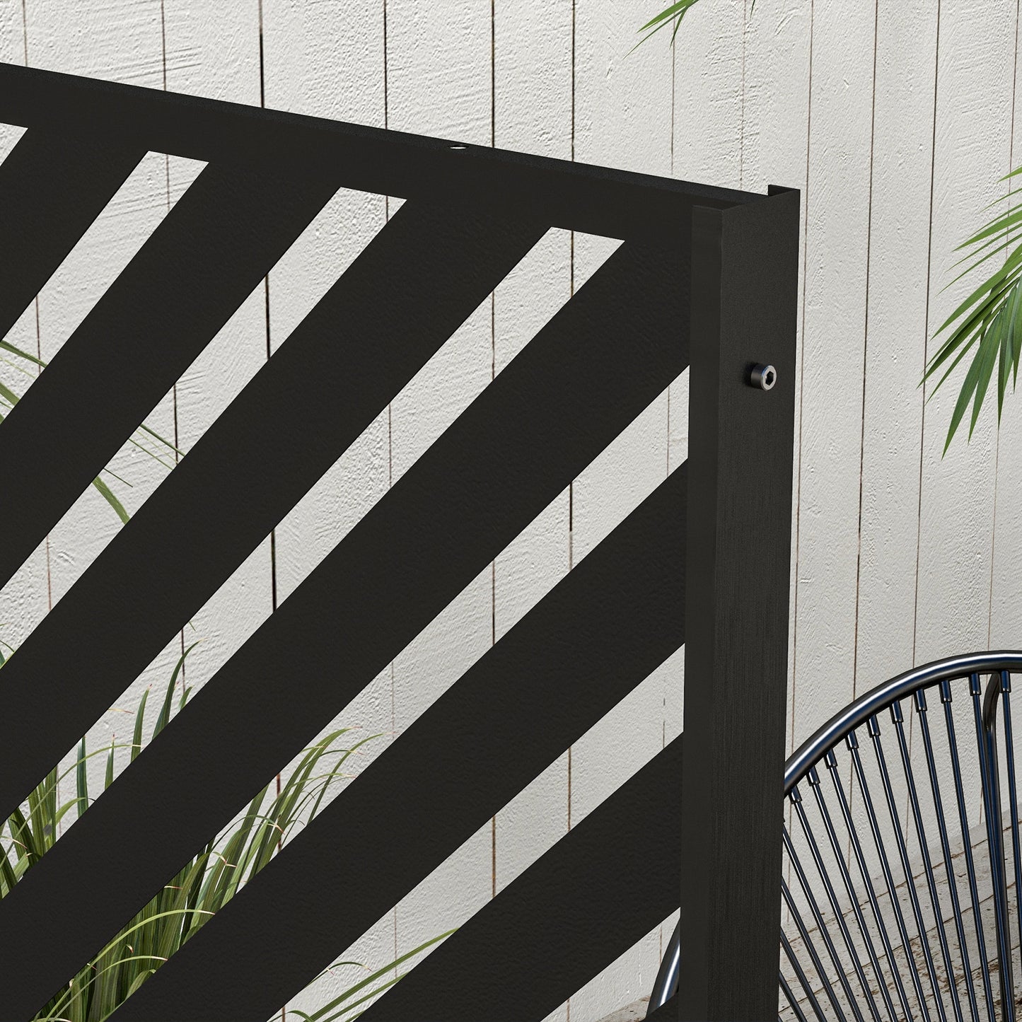 Outsunny 6.5FT Decorative Outdoor Divider Privacy Screen With Stand Triangle Style In Black