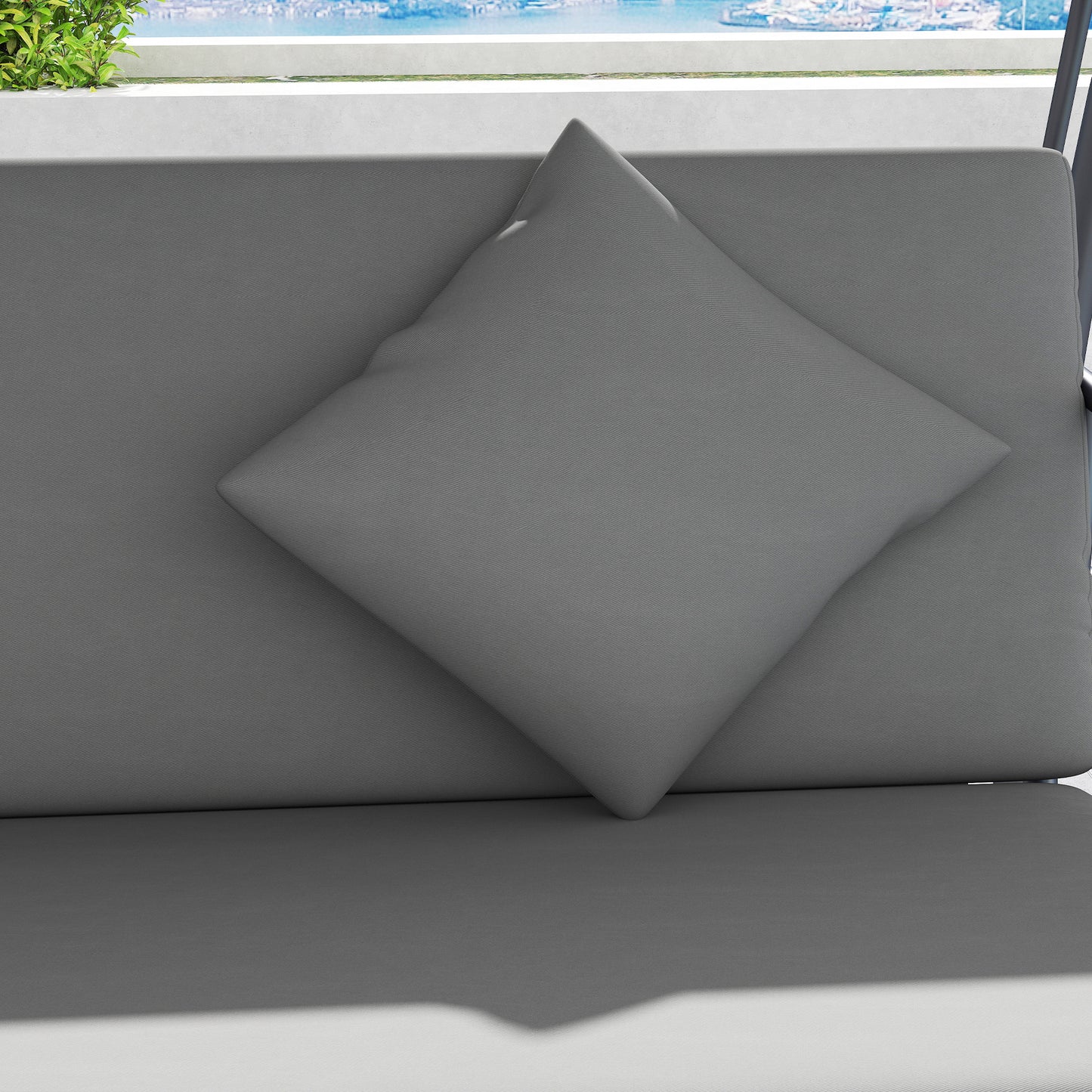 Outsunny 2 in 1 Outdoor Swing Chair Lounger for 3 Seater Garden Canopy Cushion Light Grey