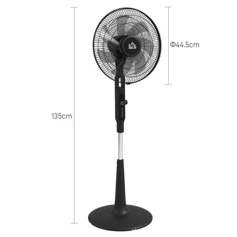 Black pedestal fan, 135 cm height and 44.5 cm fan diameter