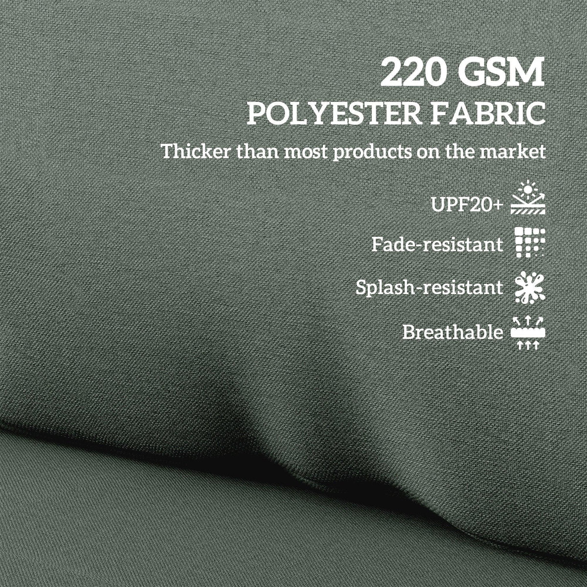 Charcoal gray polyester cushion fabric, 220 GSM texture close-up