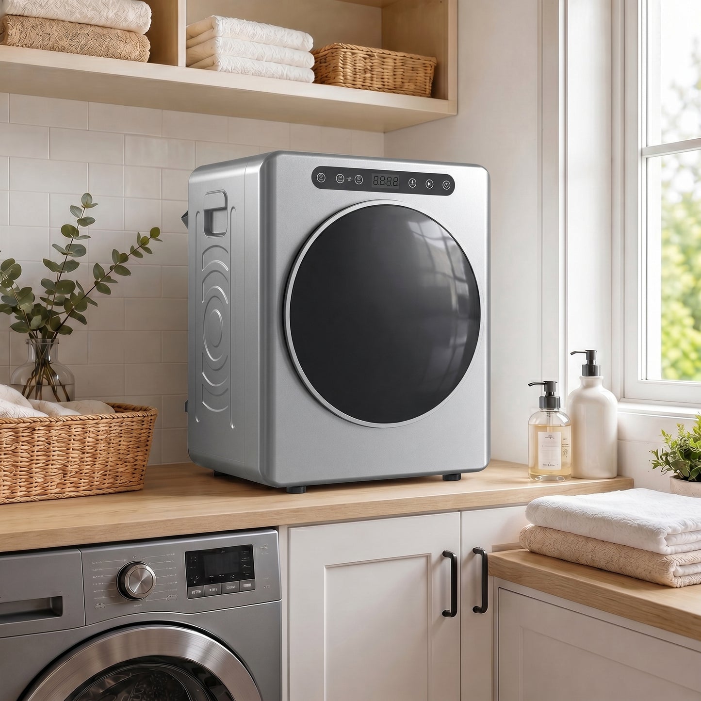 HOMCOM 5Kg Compact Tumble Dryer 40 To 60C 1000W Hygiene Care System Smart Anti Crease Reverse Tumbling