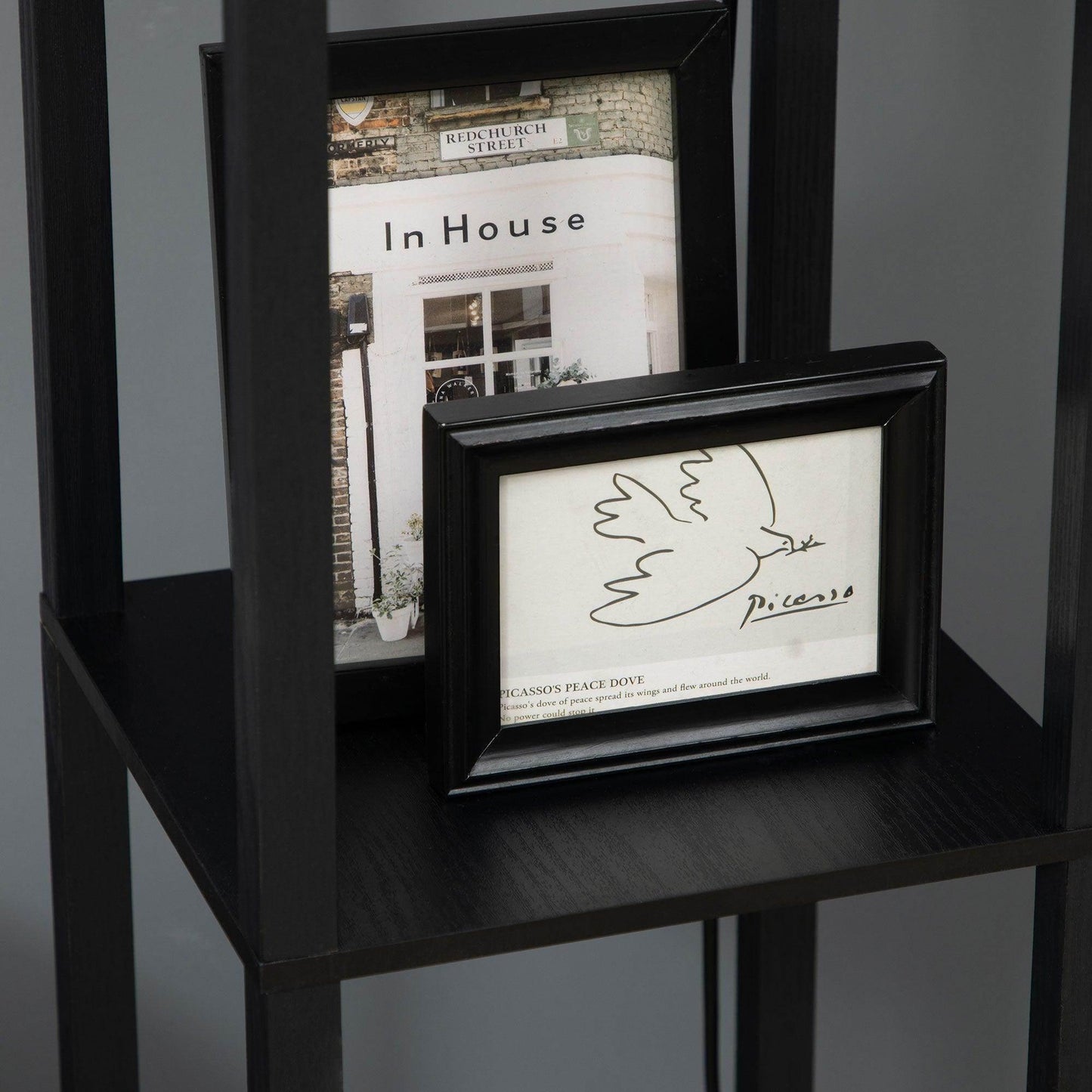 HOMCOM Modern Black Floor Lamp with Shelves, Dual Light, Pull Chain Switch - ALL4U RETAILER LTD