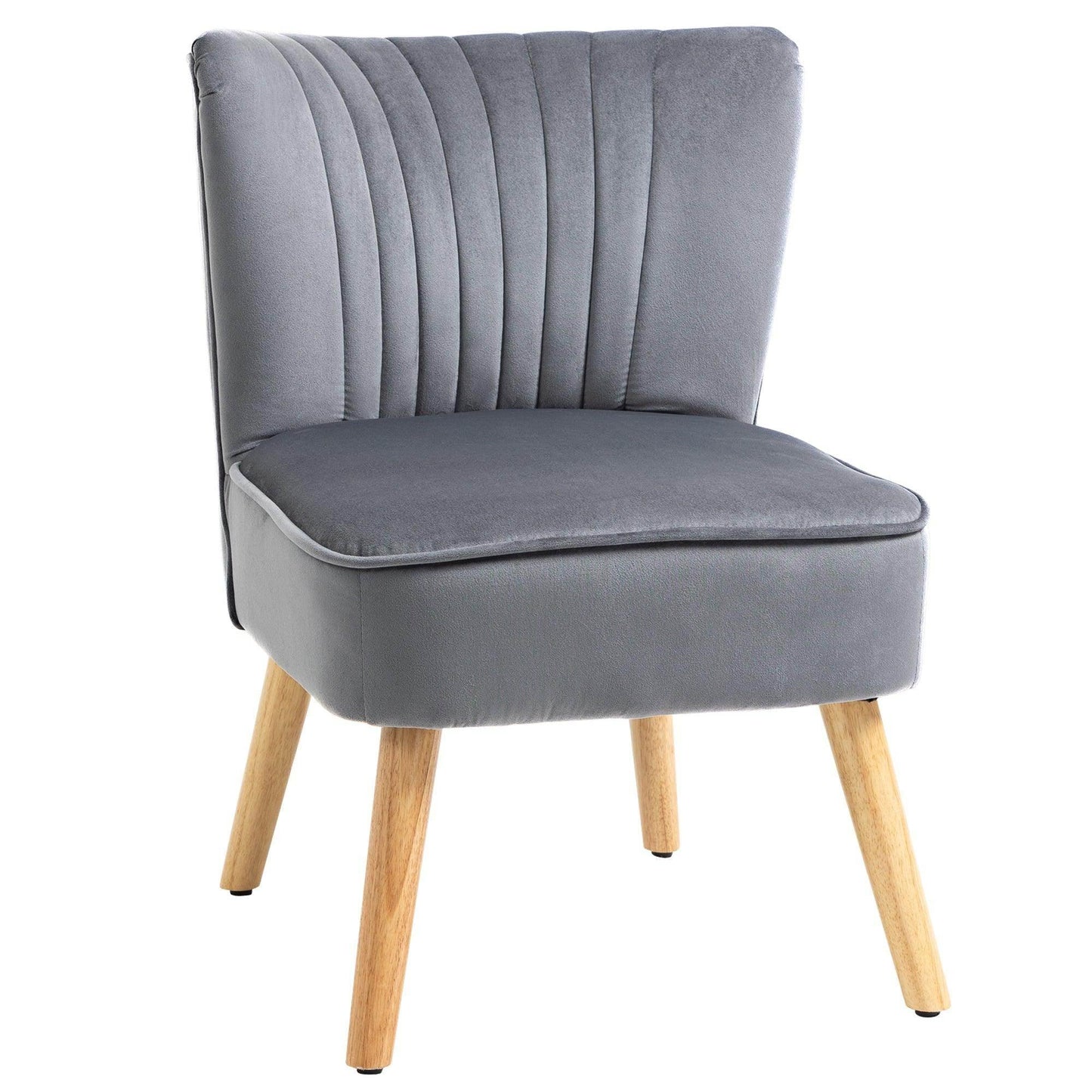 HOMCOM Velvet Accent Chair Occasional Tub Chair for Living Room Bedroom Grey - ALL4U RETAILER LTD