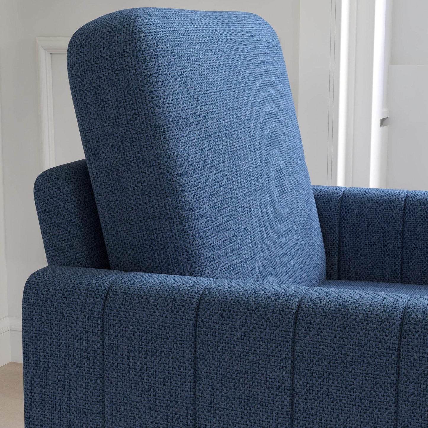 HOMCOM Contemporary Blue Boxy Linen Armchair - ALL4U RETAILER LTD