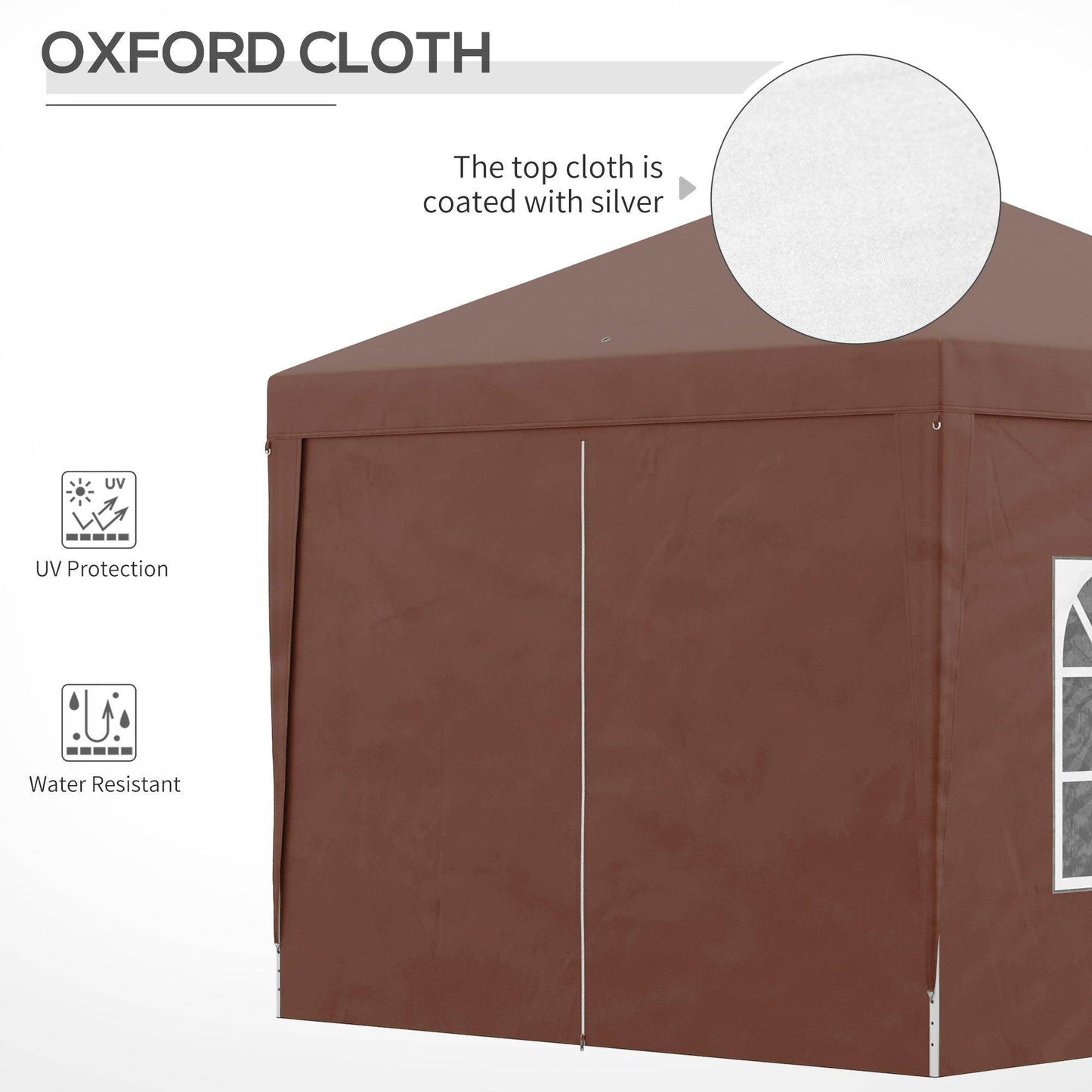 Outsunny 3x3 m Pop Up Gazebo Party Tent Canopy Marquee with Storage Bag Coffee - ALL4U RETAILER LTD