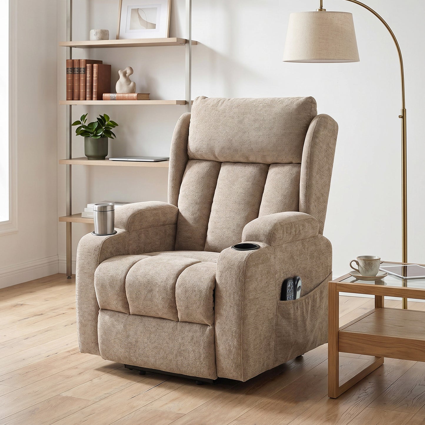HOMCOM Power Lift Recliner Chair With Vibration Massage And Heat In Chenille For Elderly Brown