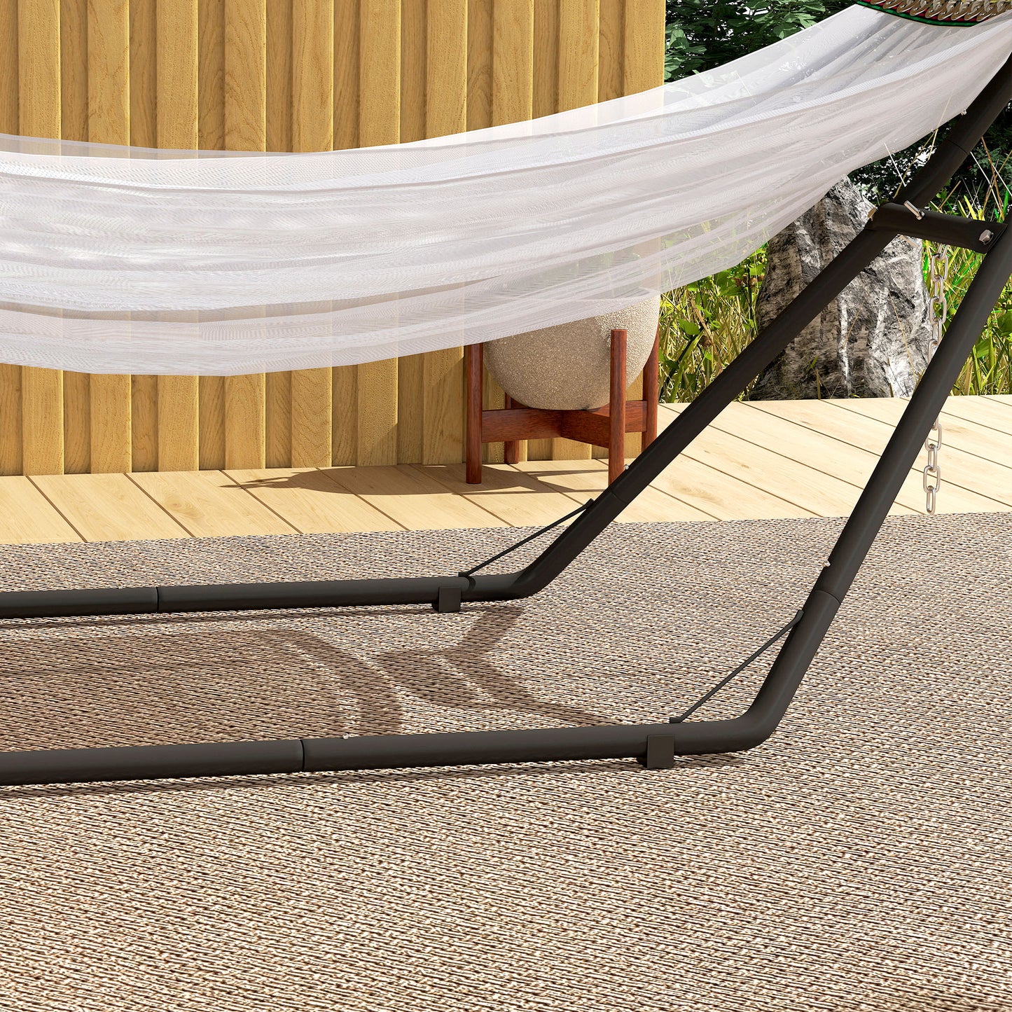 Outsunny 9ft Hammock Stand Adjustable Frame with Non Slip Feet for Indoor Outdoor 250 Kg Capacity Black