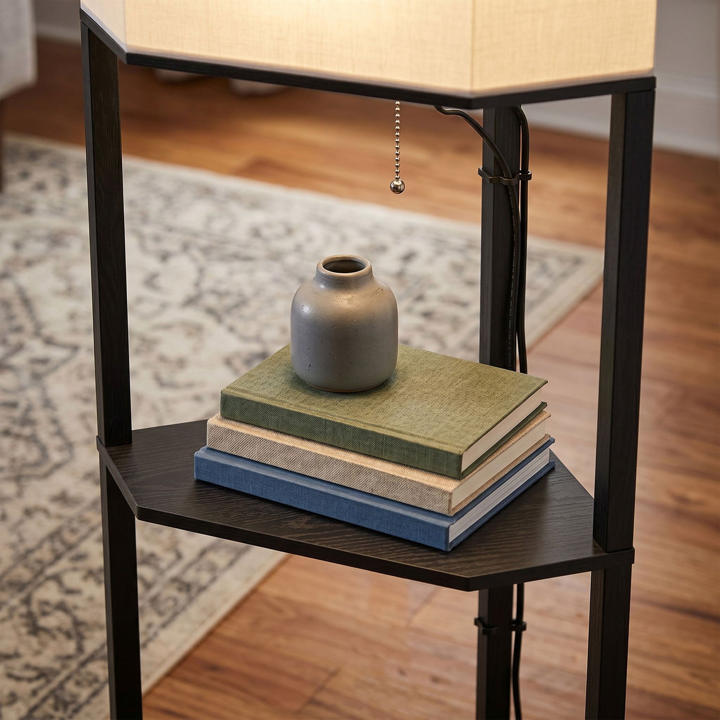 HOMCOM Corner Floor Lamp With Shelves And Dimmable Lights 3000K 4000K 6000K Color Temperature