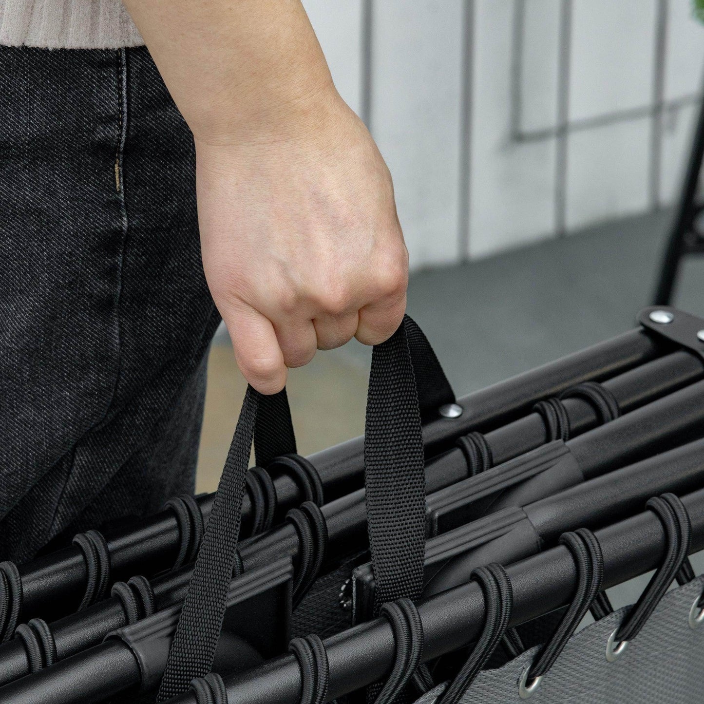 Outsunny Lounger Folding Reclining Camping Bed 5-position Adjustable Grey - ALL4U RETAILER LTD