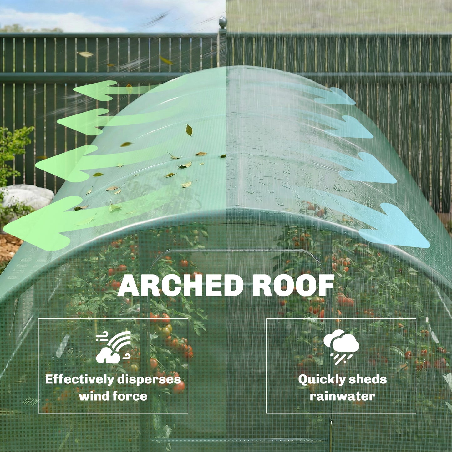 Outsunny 3 X 4 M Walk In Polytunnel Greenhouse With Hinged Door And 8 Roll Up Mesh Windows