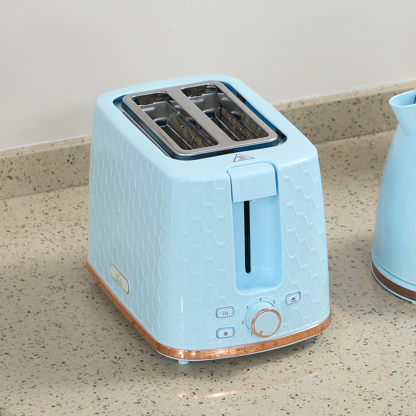 HOMCOM 1.7L 3000W Fast Boil Kettle And 2 Slice Toaster Set With Auto Shut Off And Browning Controls Light Blue