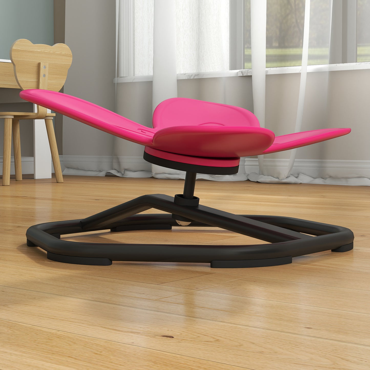 AIYAPLAY Butterfly-Shaped Kids Swivel Chair For Sensory Spinning Balance And Coordination Training Pink