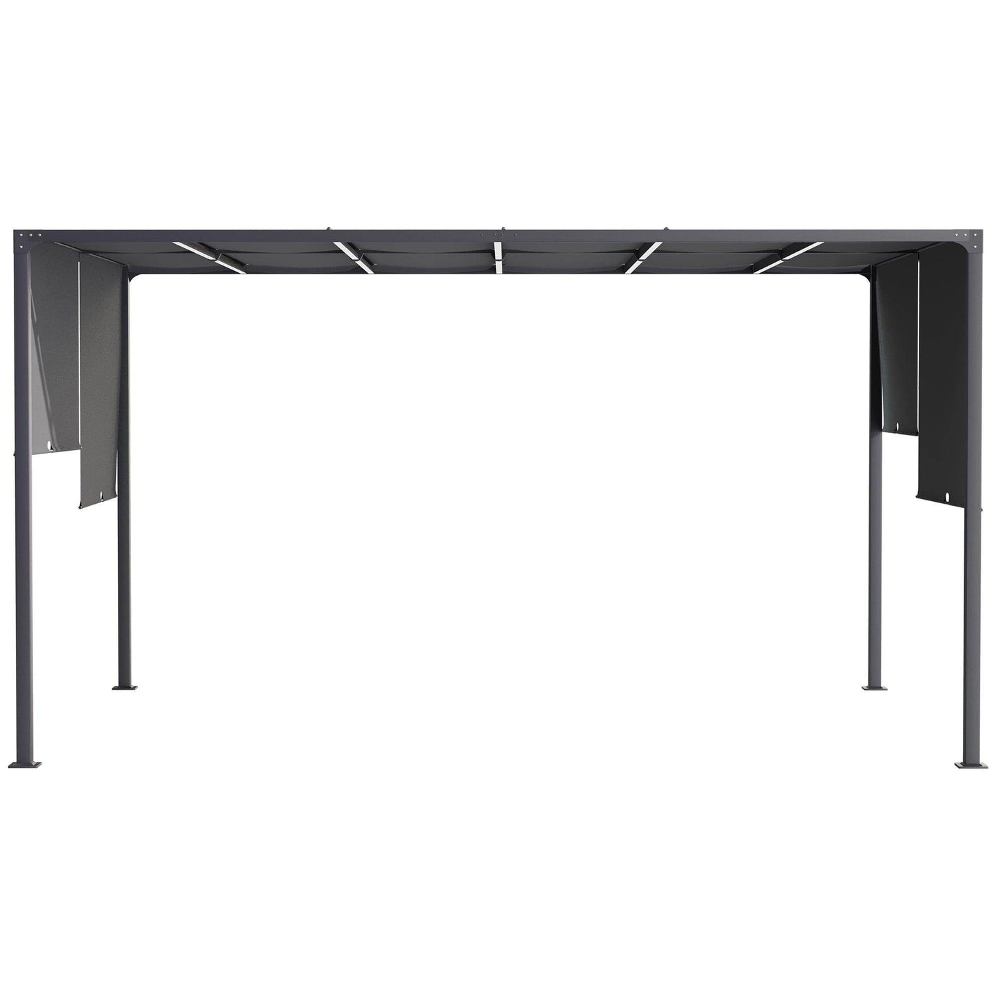 Outsunny 3m x 4m Outdoor Garden Pergola with LED Lights Retractable Roof Grey - ALL4U RETAILER LTD