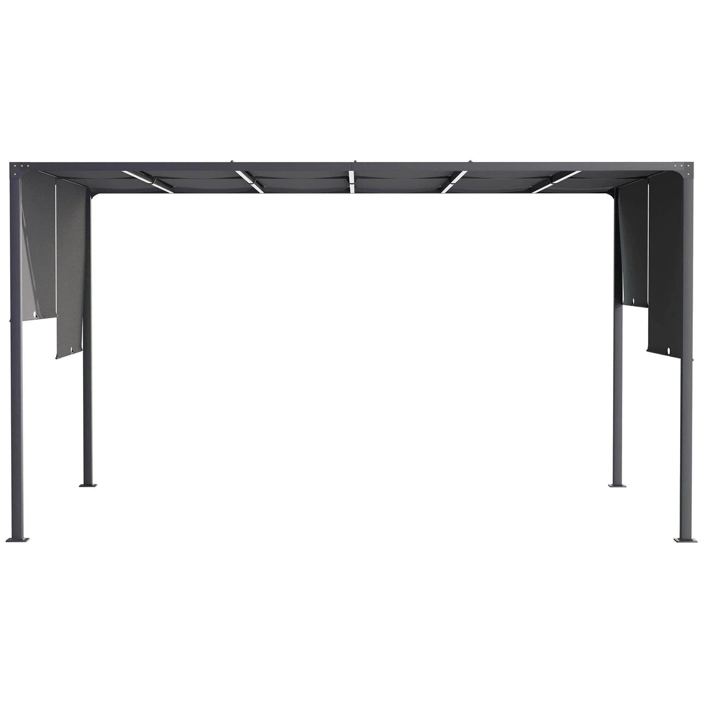 Outsunny 3m x 4m Outdoor Garden Pergola with LED Lights Retractable Roof Grey - ALL4U RETAILER LTD