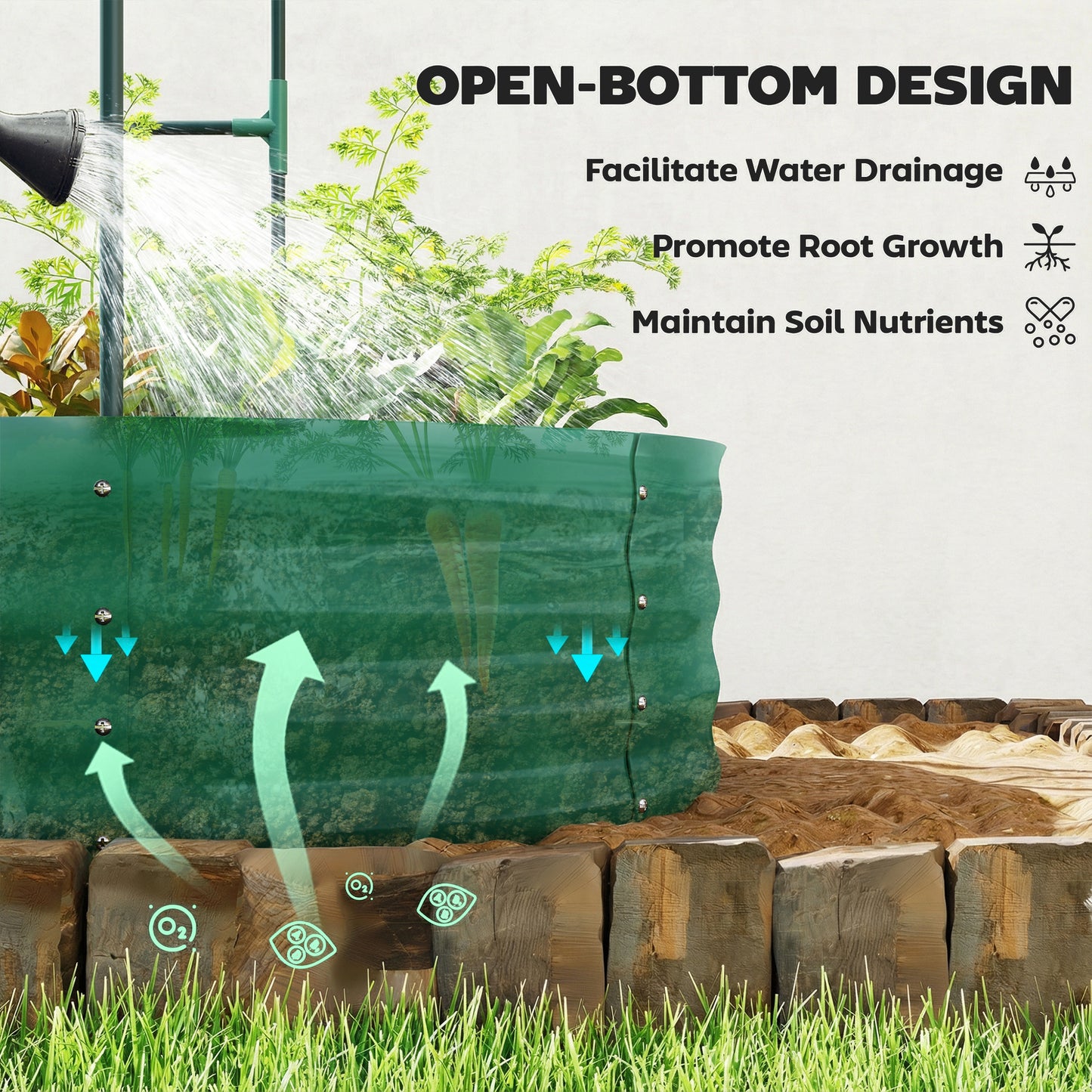 Outsunny Galvanised Raised Garden Bed With Arched Trellis 5x3x6 Ft Open Bottom Metal Garden Bed Green