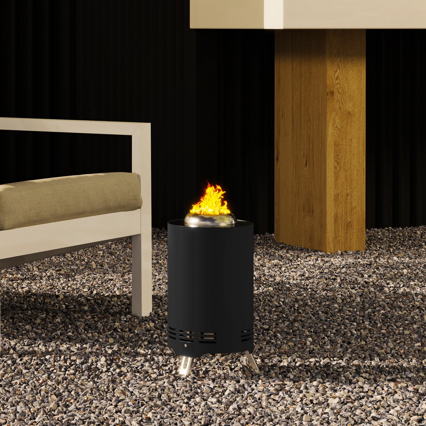 Outsunny Smokeless Tabletop Fire Pit 16 X 16 Cm Stainless Steel Portable Wood Or Pellet Fueled For Garden Camping Black