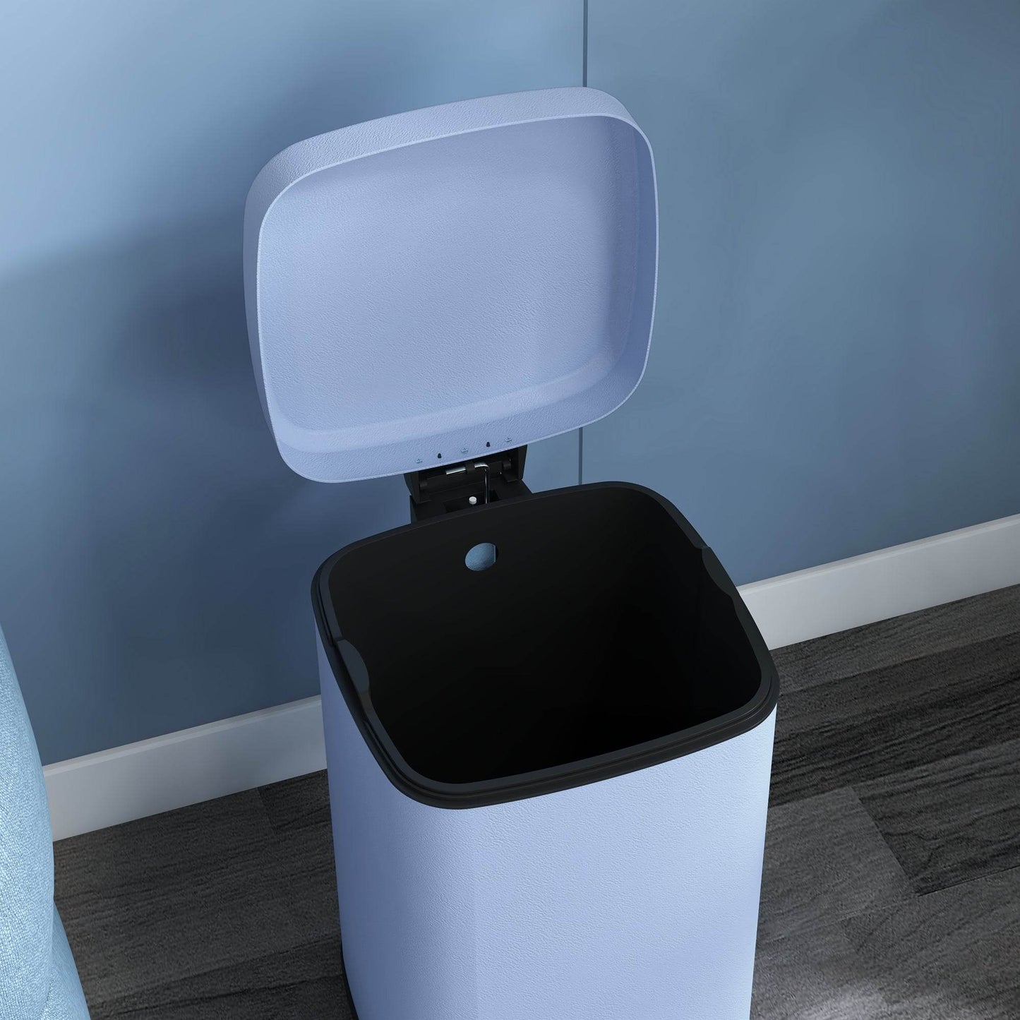 HOMCOM Compact Light Blue Pedal Bin with Soft-Close Lid and Removable Inner Bucket - ALL4U RETAILER LTD