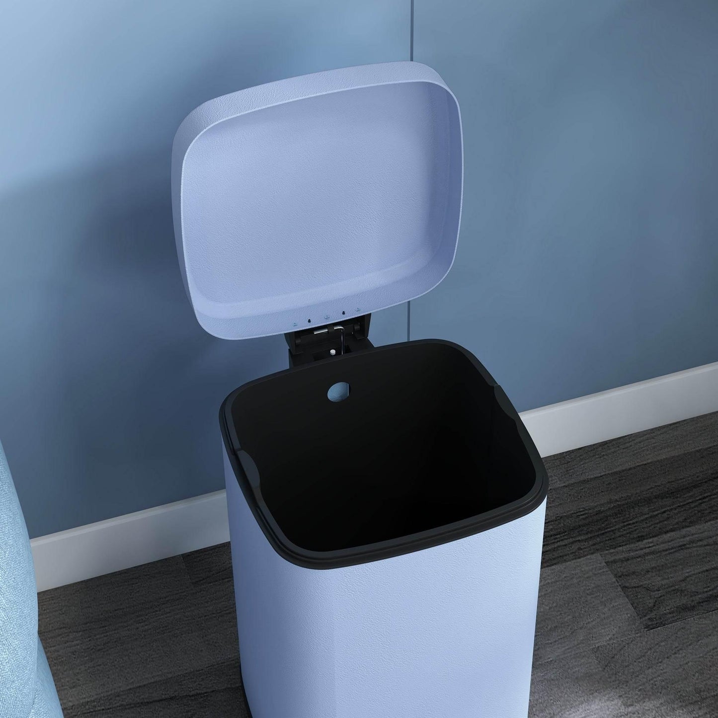 HOMCOM Compact Light Blue Pedal Bin with Soft-Close Lid and Removable Inner Bucket - ALL4U RETAILER LTD
