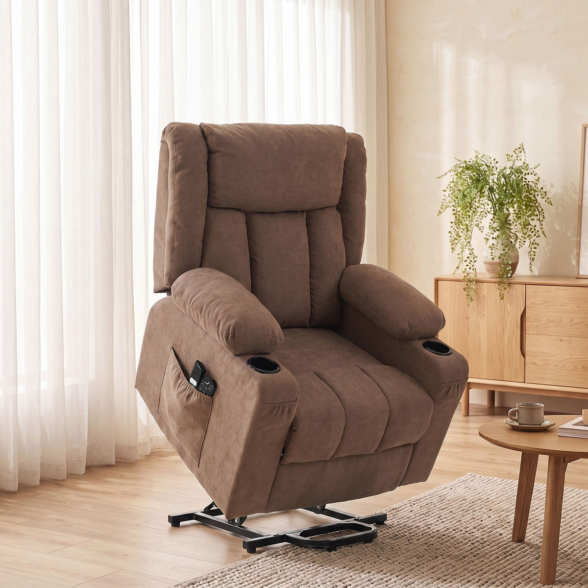 HOMCOM Dual Motor Electric Lift Recliner Chair With Massage And Heat Brown