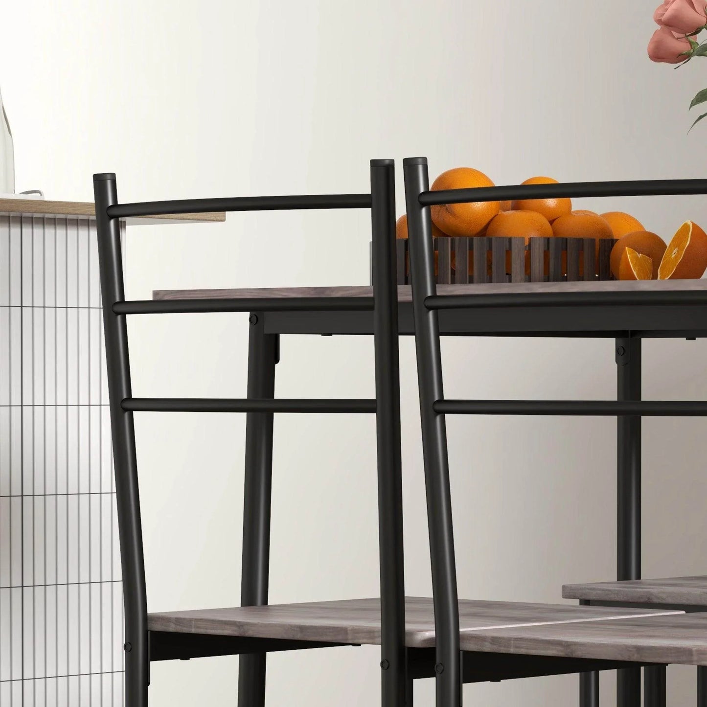 HOMCOM 5 Piece Dining Table and Chairs Set, Space Saving Steel Frame, Compact Kitchen - ALL4U RETAILER LTD