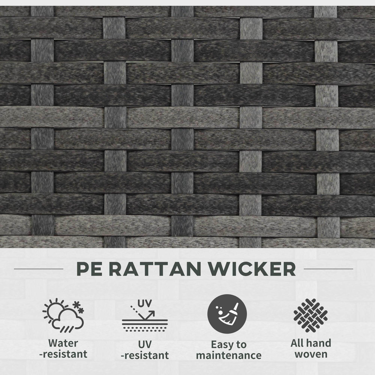 Grey PE rattan wicker weave texture panel for outdoor planter