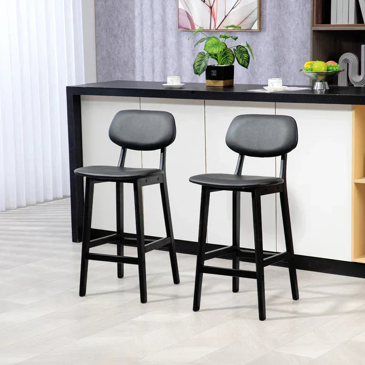 Modern black bar stools with cushioned seats for kitchen or home bar, stylish home furniture