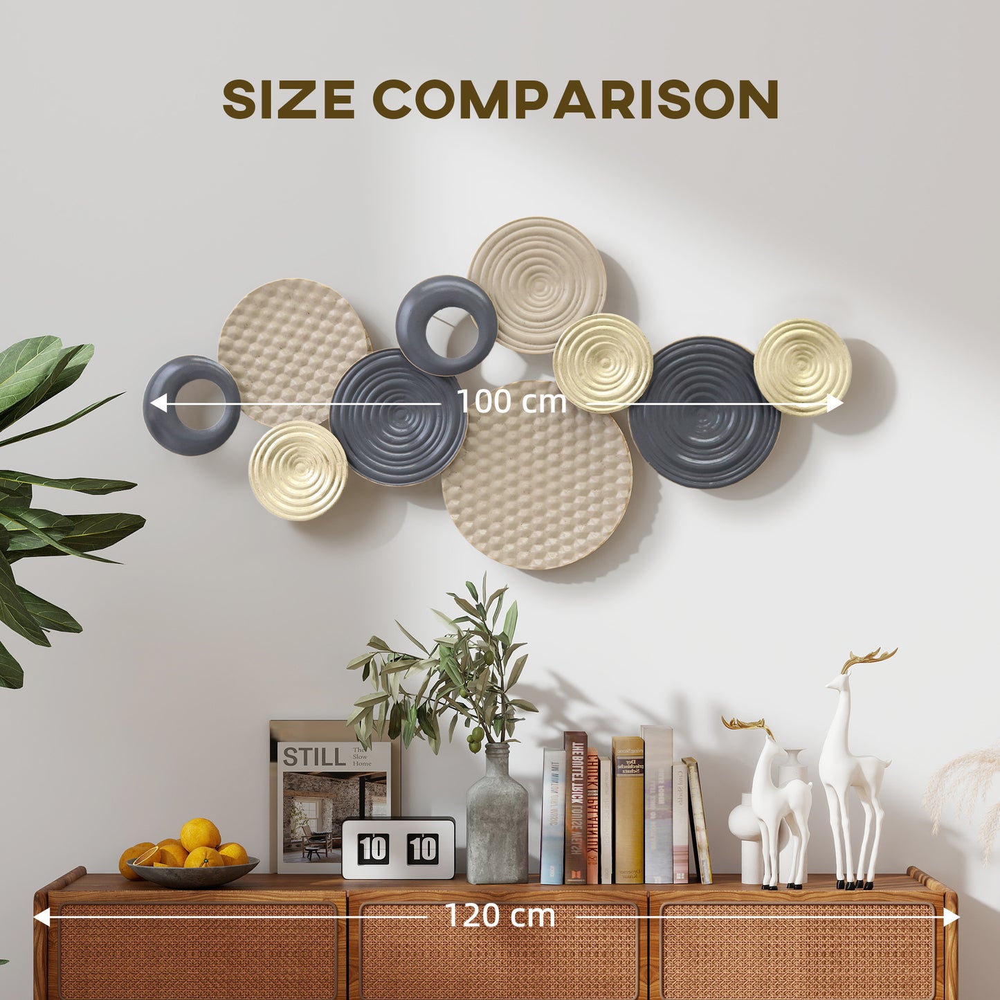 HOMCOM Metal Wall Art Modern Hanging Wall Decor With Multi Disc Design For Living Room Bedroom Dining Room