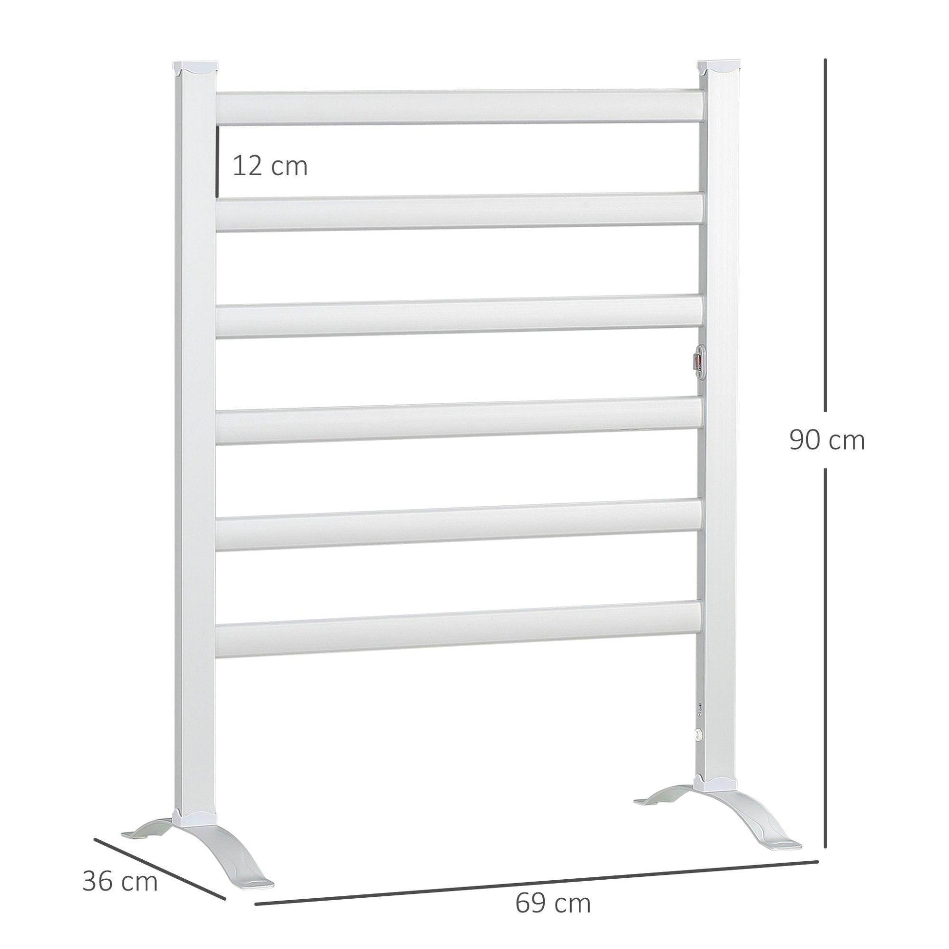 HOMCOM 6 Bar Electric Towel Warmer Aluminum Wall Mounted & Free Standing Silver - ALL4U RETAILER LTD