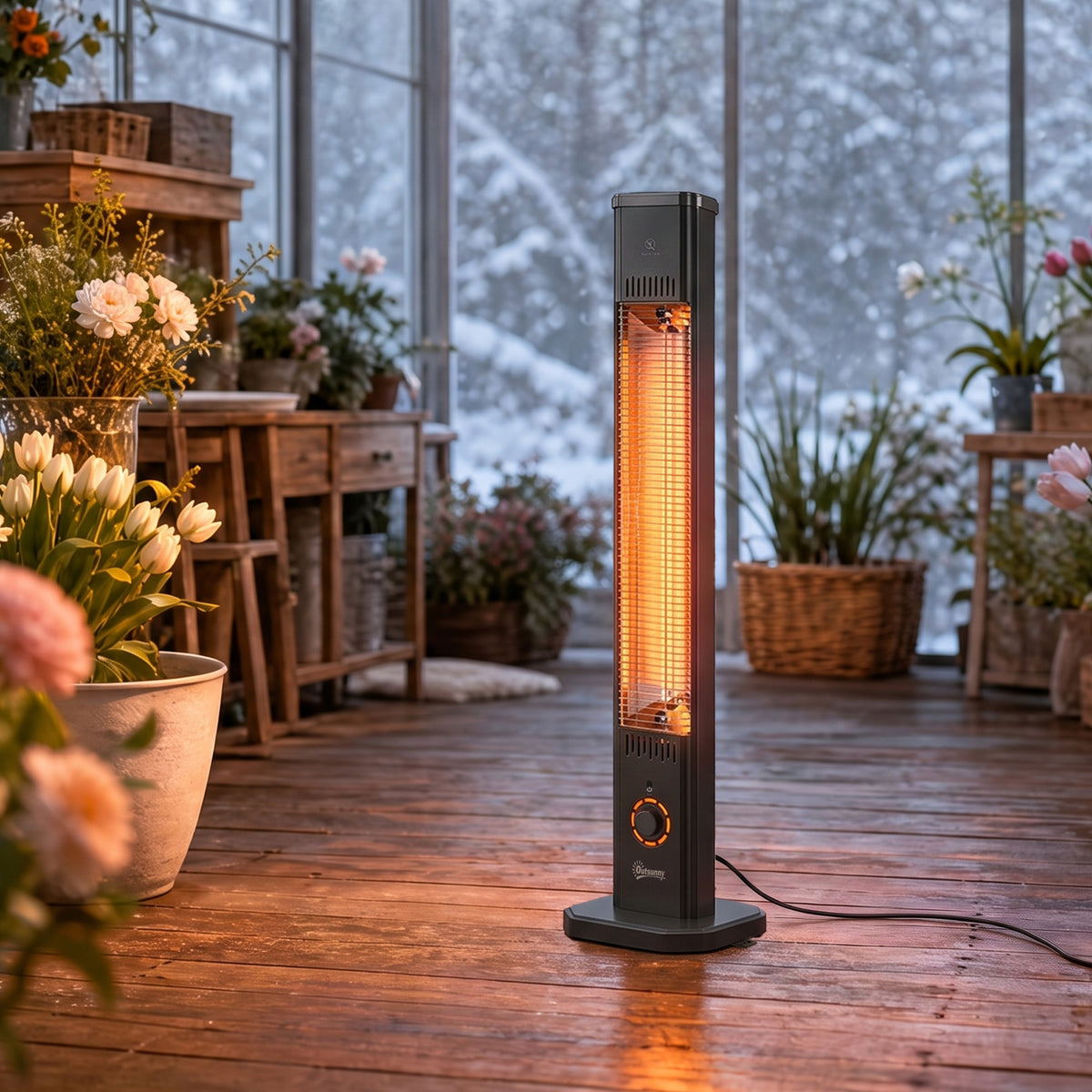 Outsunny 2000W Electric Infrared Patio Heater Wall Mount IP65 Black