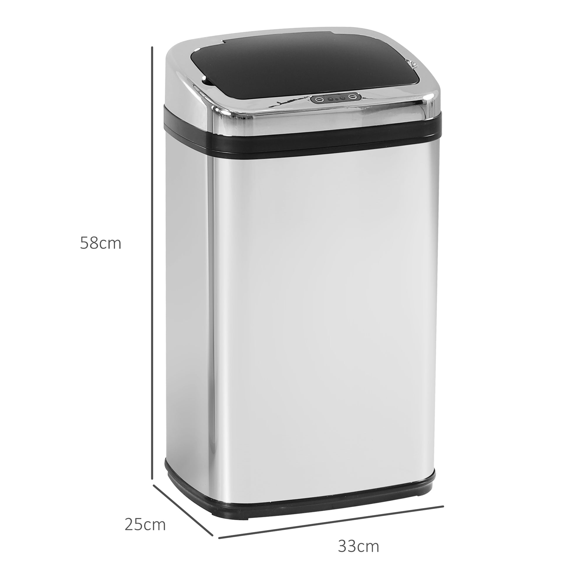 HOMCOM 30L Silver Stainless Steel Motion Sensor Trash Bin - ALL4U RETAILER LTD