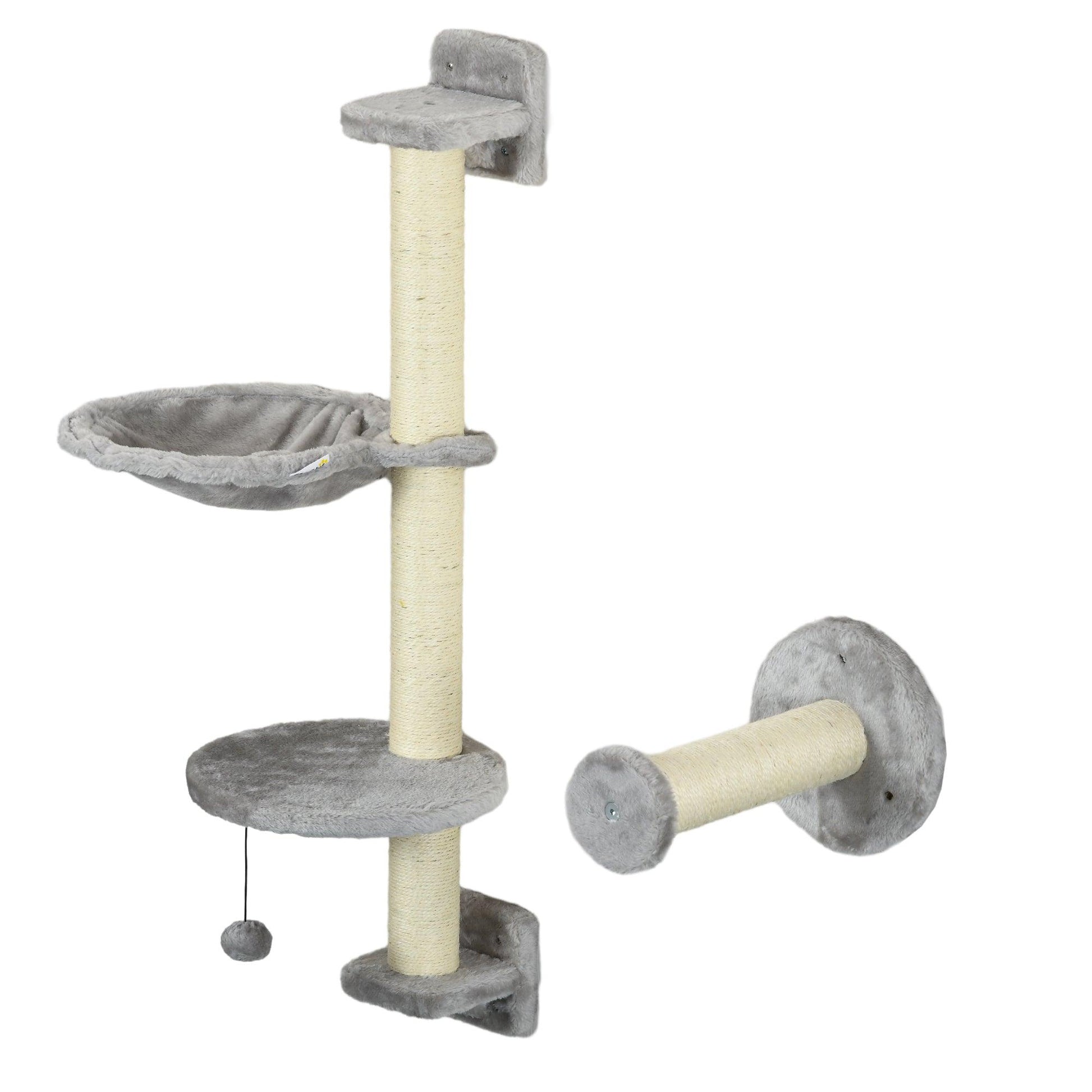 PawHut Cat Wall Furniture Set, Grey - ALL4U RETAILER LTD