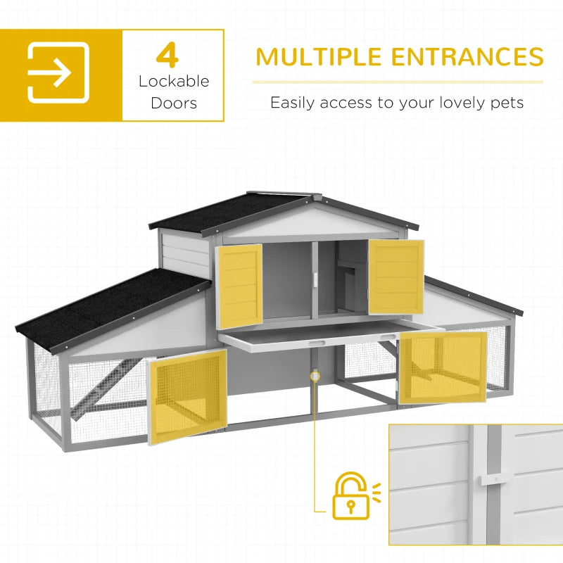 PawHut Large Outdoor Rabbit Hutch with Run, Tray, Ramp - Light Grey | Spacious Bunny Cage - ALL4U RETAILER LTD