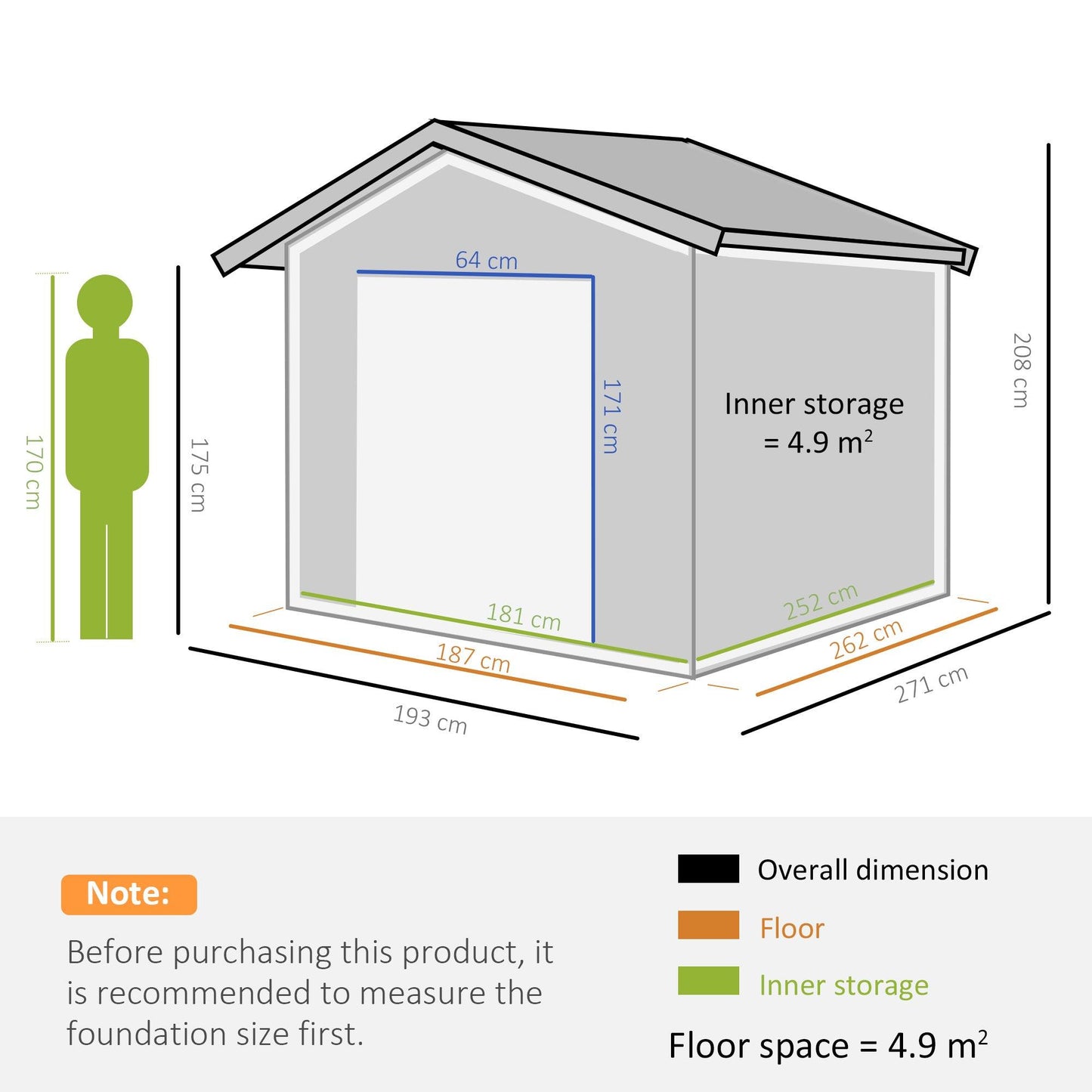 Outsunny 9x6FT Metal Garden Shed Outdoor Storage Shed w/ Sloped Roof Lockable Door Green - ALL4U RETAILER LTD