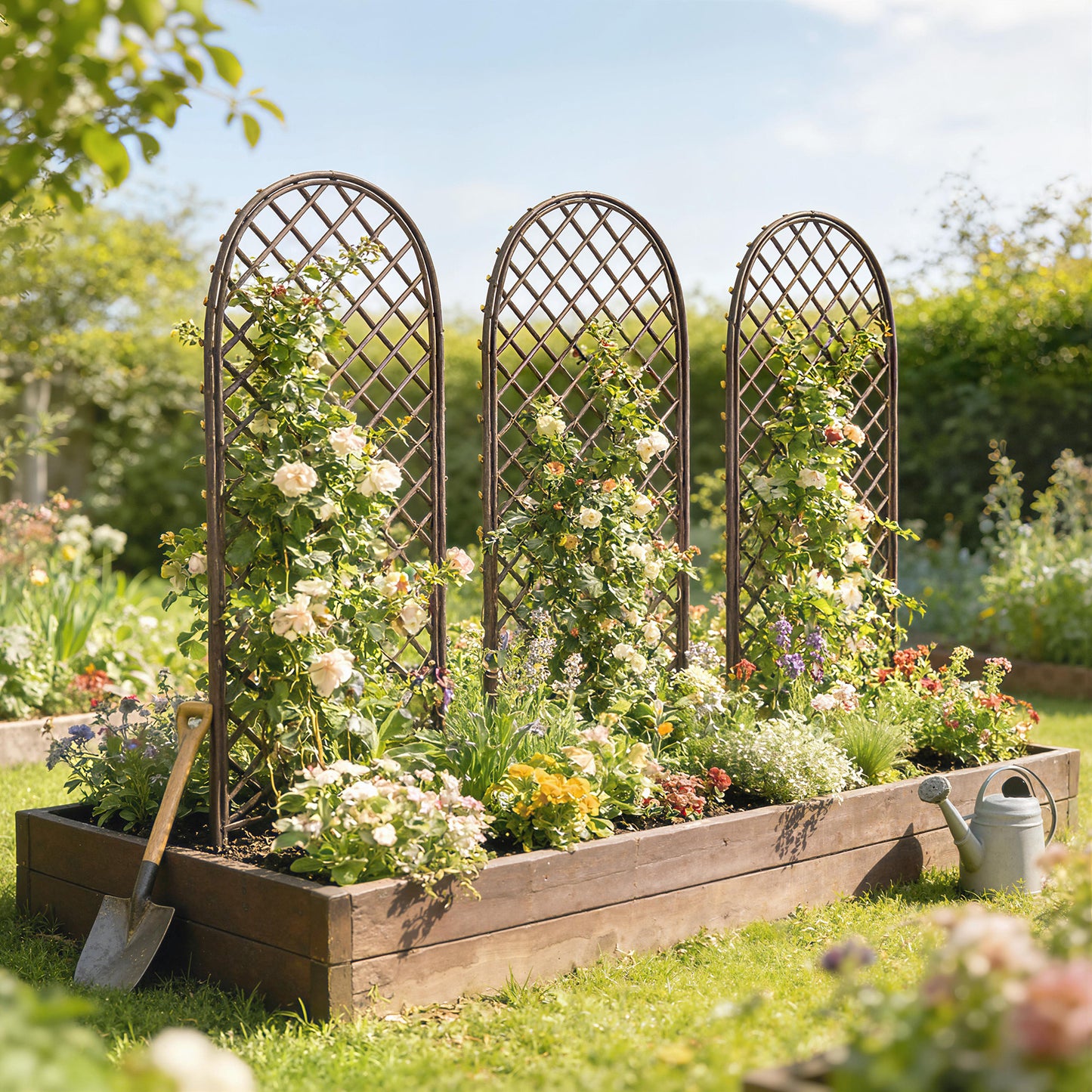 Outsunny Handwoven Natural Wicker Garden Arch Trellis Climbing Plants Outdoor Patio Decor