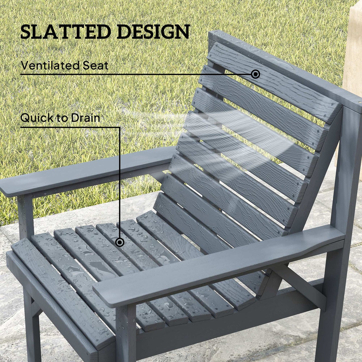 Outsunny 4 Piece Wooden Garden Furniture Set Outdoor Patio Sofa Set With 2 Armchairs Loveseat and Coffee Table Grey