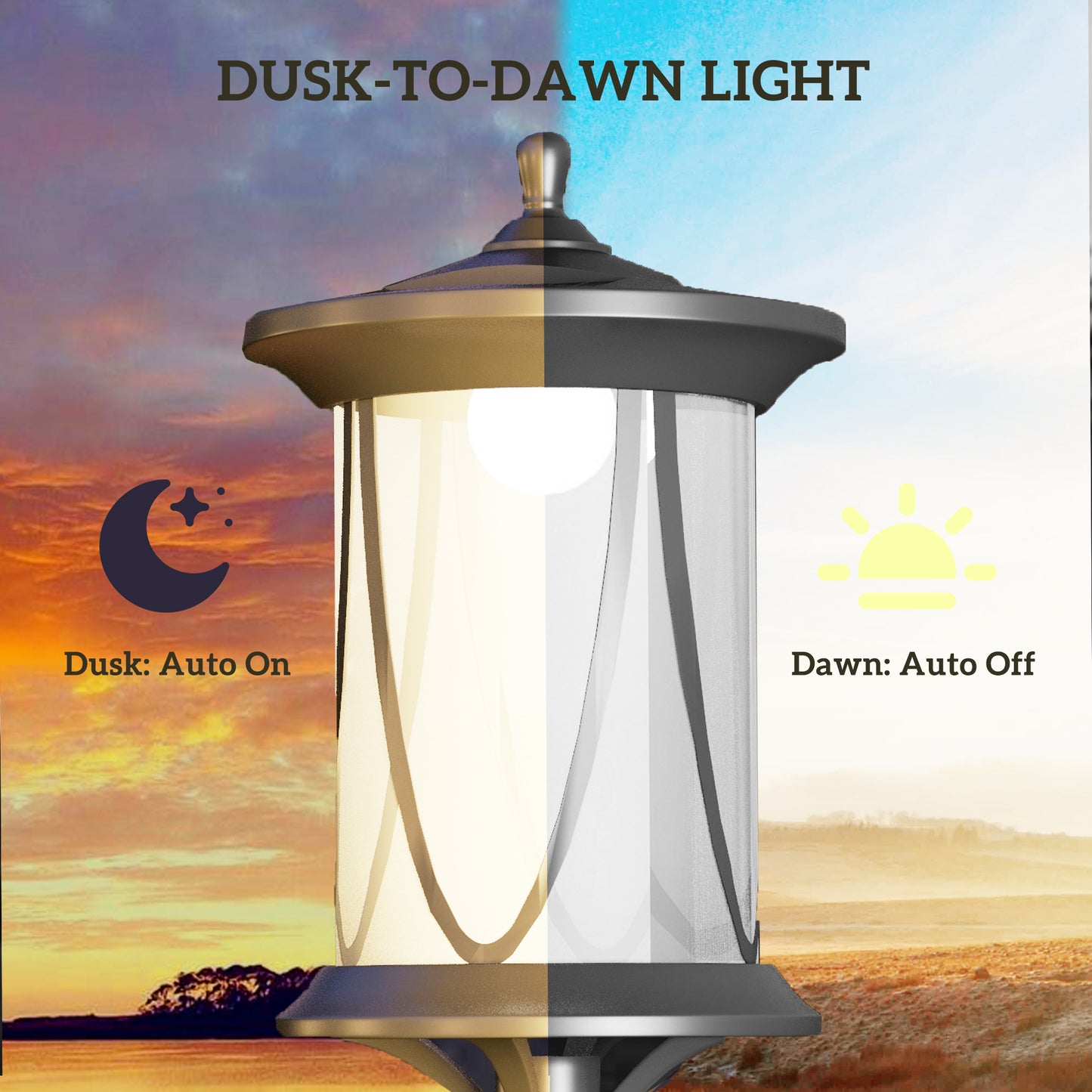 Outsunny Solar Lamp Post Light 1.3 M LED Outdoor Street Light IP44 Waterproof for Patio Garden Pathway Cool White