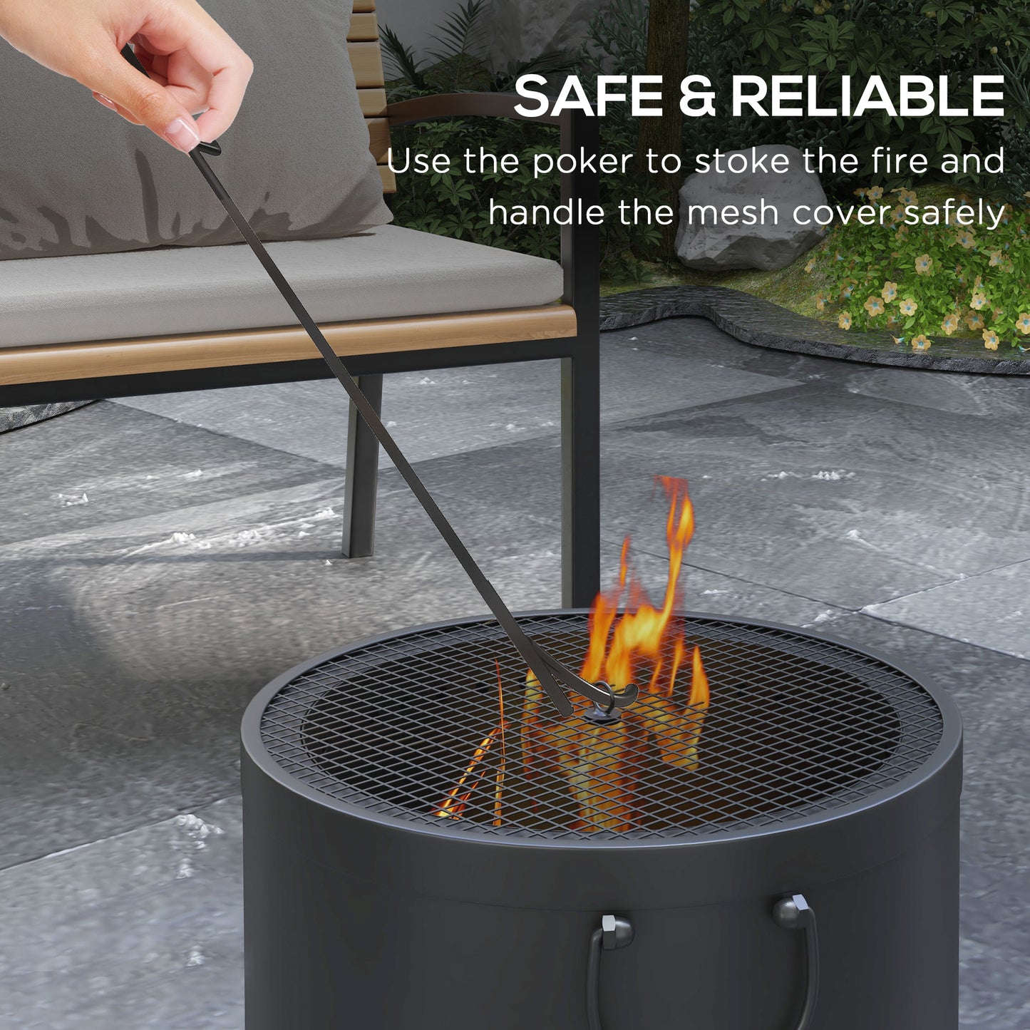 Outsunny Smokeless Fire Pit 38cm Portable Wood Burning Fire Pit With Spark Screen And Poker For Garden Patio Camping