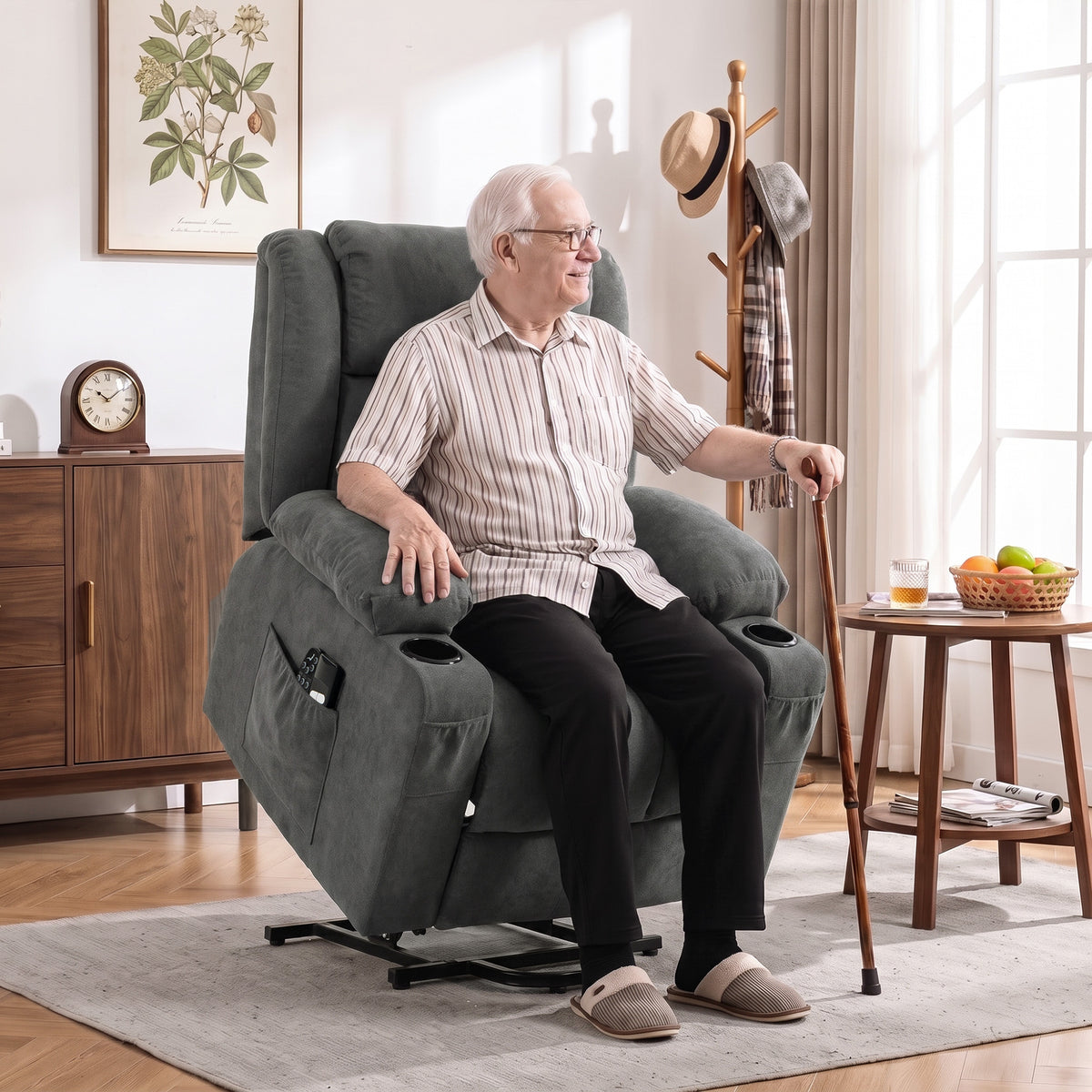 Homcom Dual Motor Electric Lift Recliner Chair With Massage And Heat Dark Grey