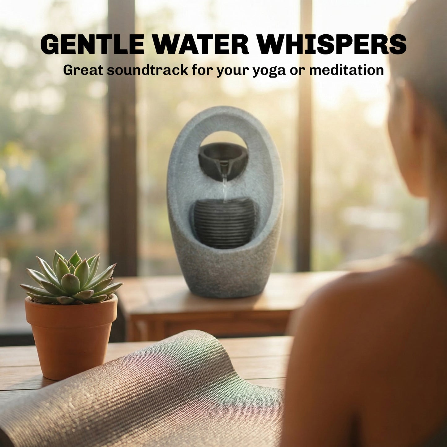 Outsunny 2 Tier Water Feature Garden Fountain With Pump And LED Lights Resin Cascading Waterfall