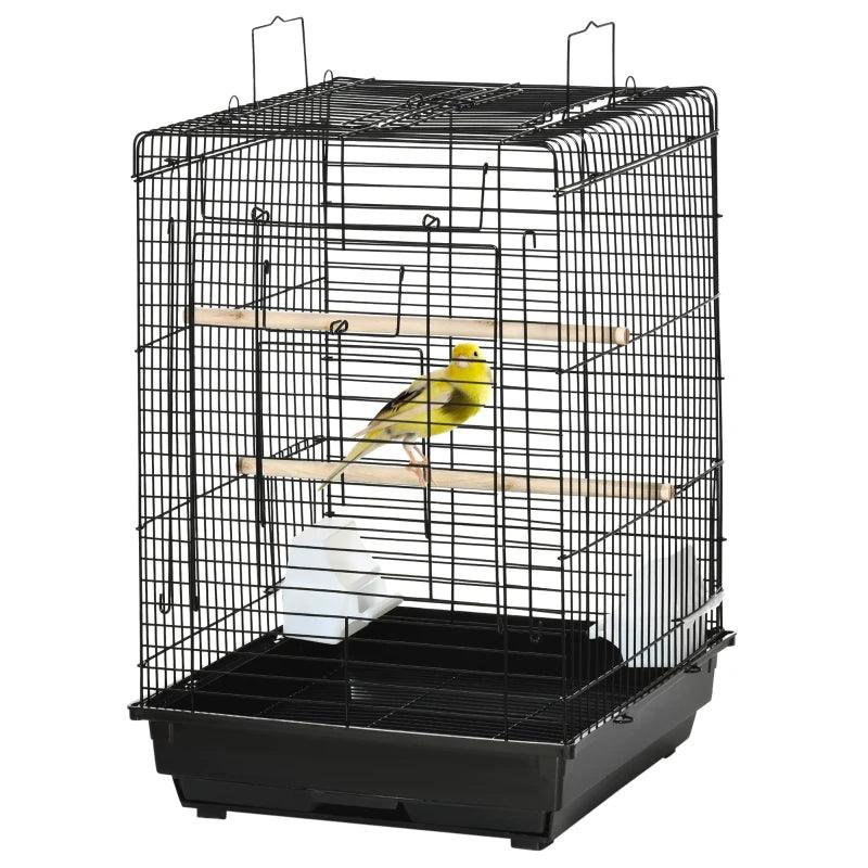 PawHut 59cm Bird Cage with Openable Top, Stand, Tray, Handles, Feeding Bowls - ALL4U RETAILER LTD