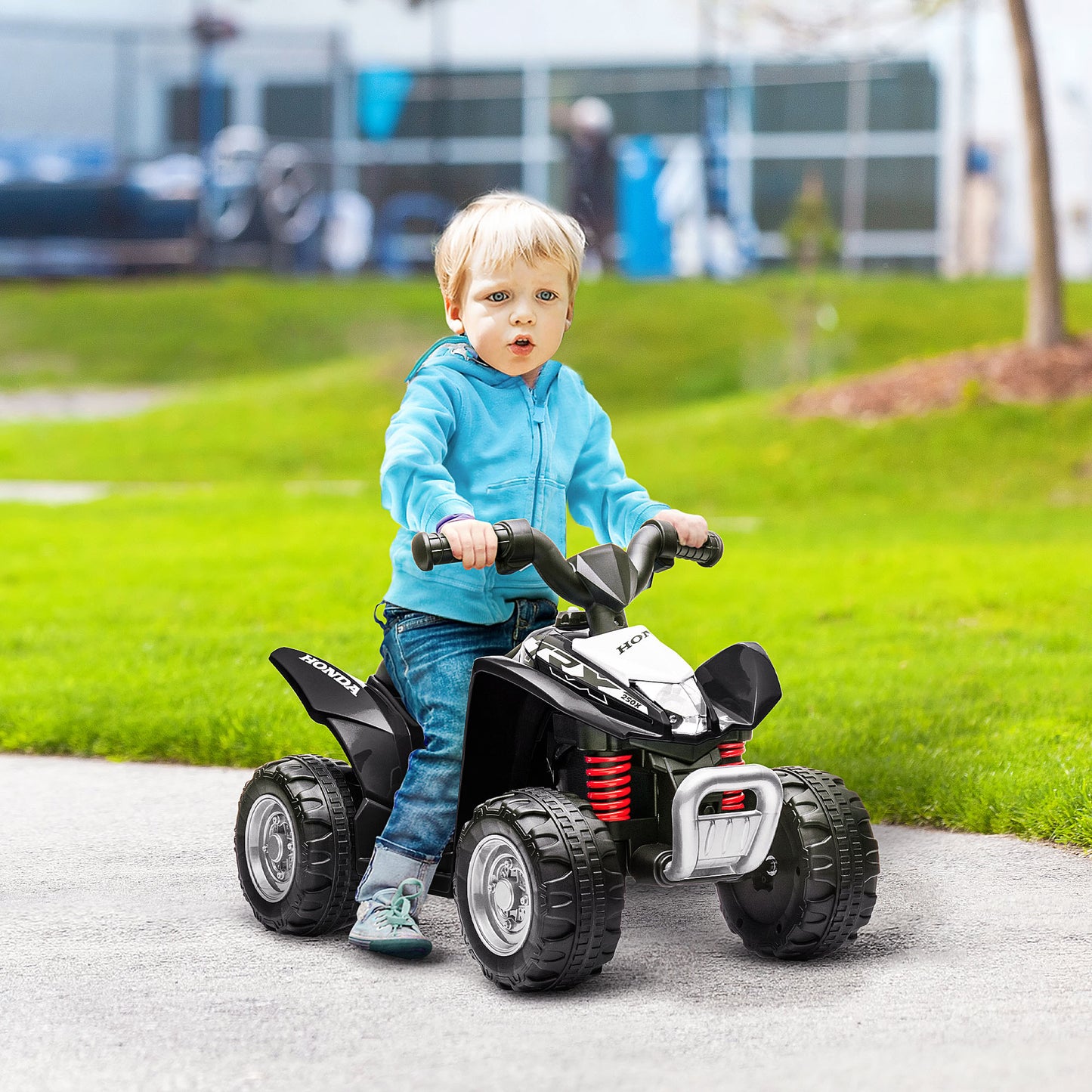 HOMCOM Honda Licensed 6V Electric Kids ATV Quad Bike with LED Lights and Horn - Black - ALL4U RETAILER LTD