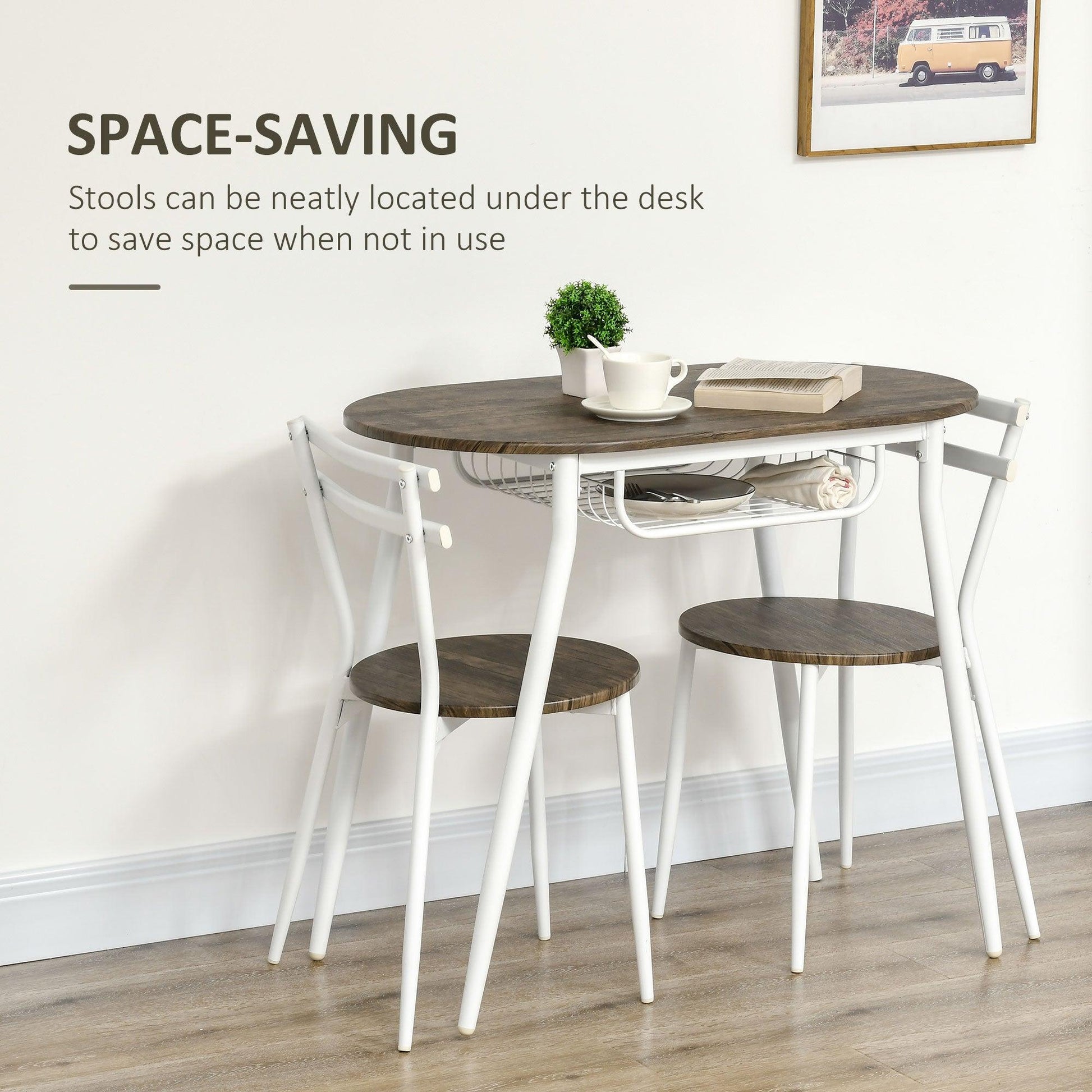 HOMCOM Dining Table and Chairs Set of 3, Oval Kitchen Table with 2 Chairs - ALL4U RETAILER LTD