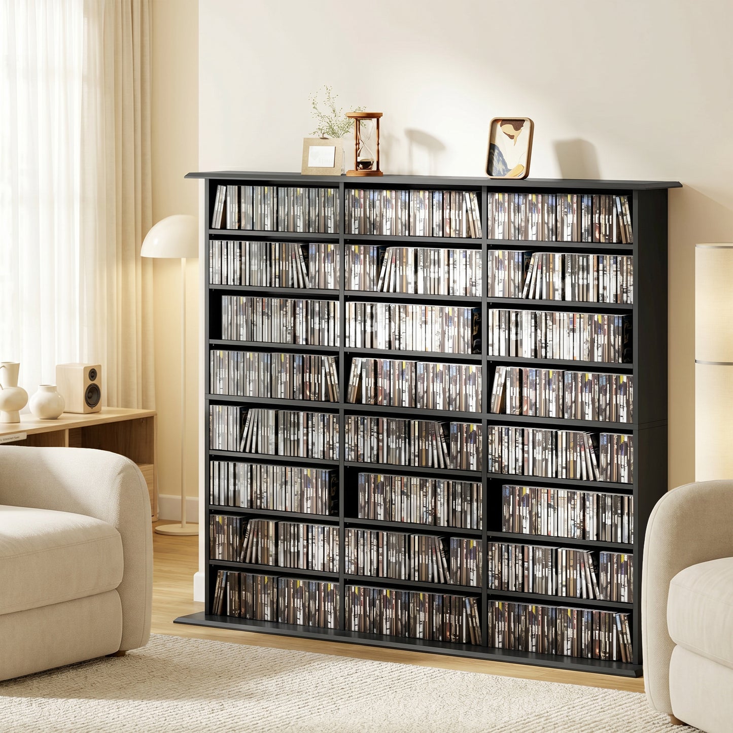 HOMCOM 1032 CD 594 DVD Blu-ray Storage Unit with 24 Compartments and 18 Adjustable Shelves Black