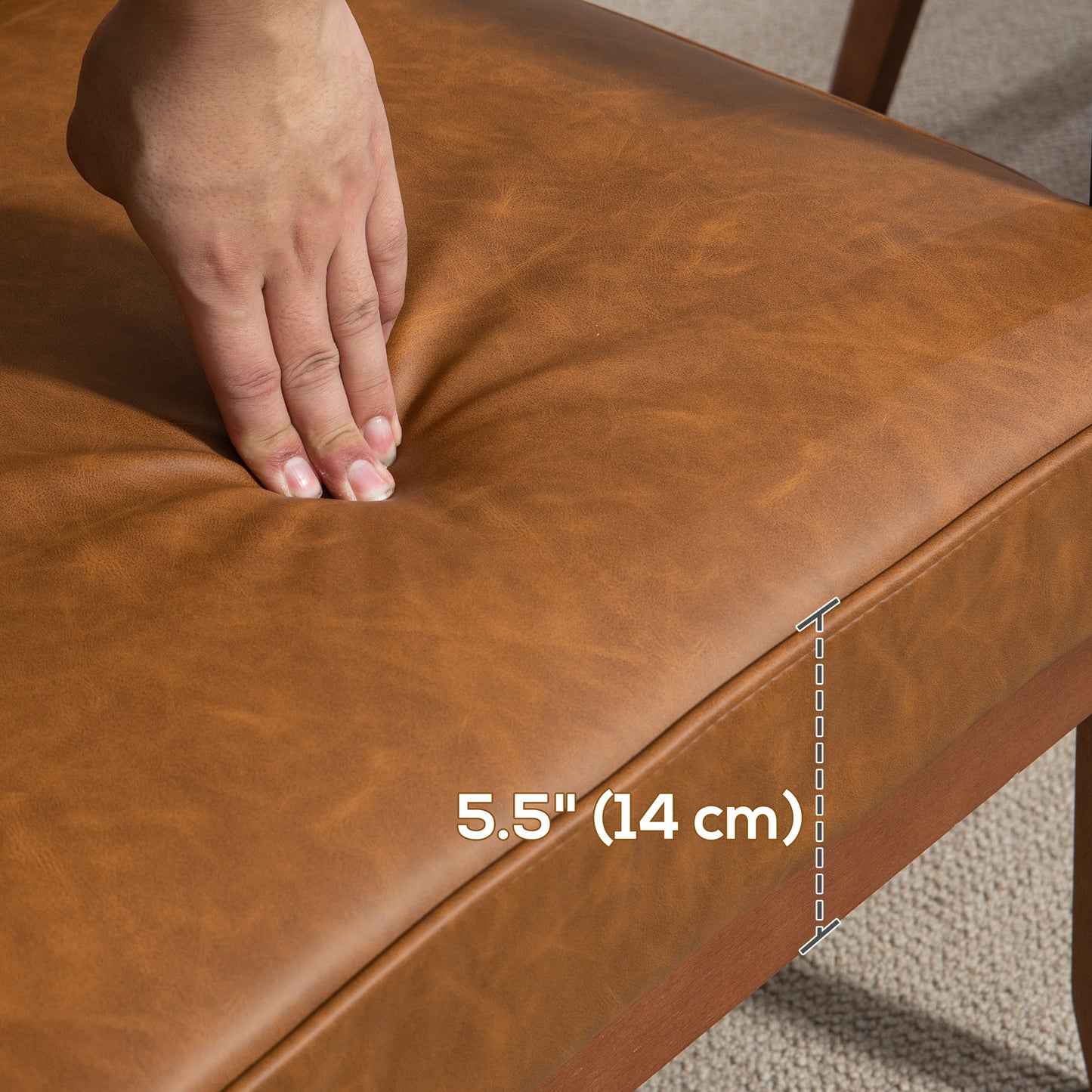 HOMCOM Retro Style Accent Chair With Faux Leather Seat Brown For Living Room Or Office Lounge Chair